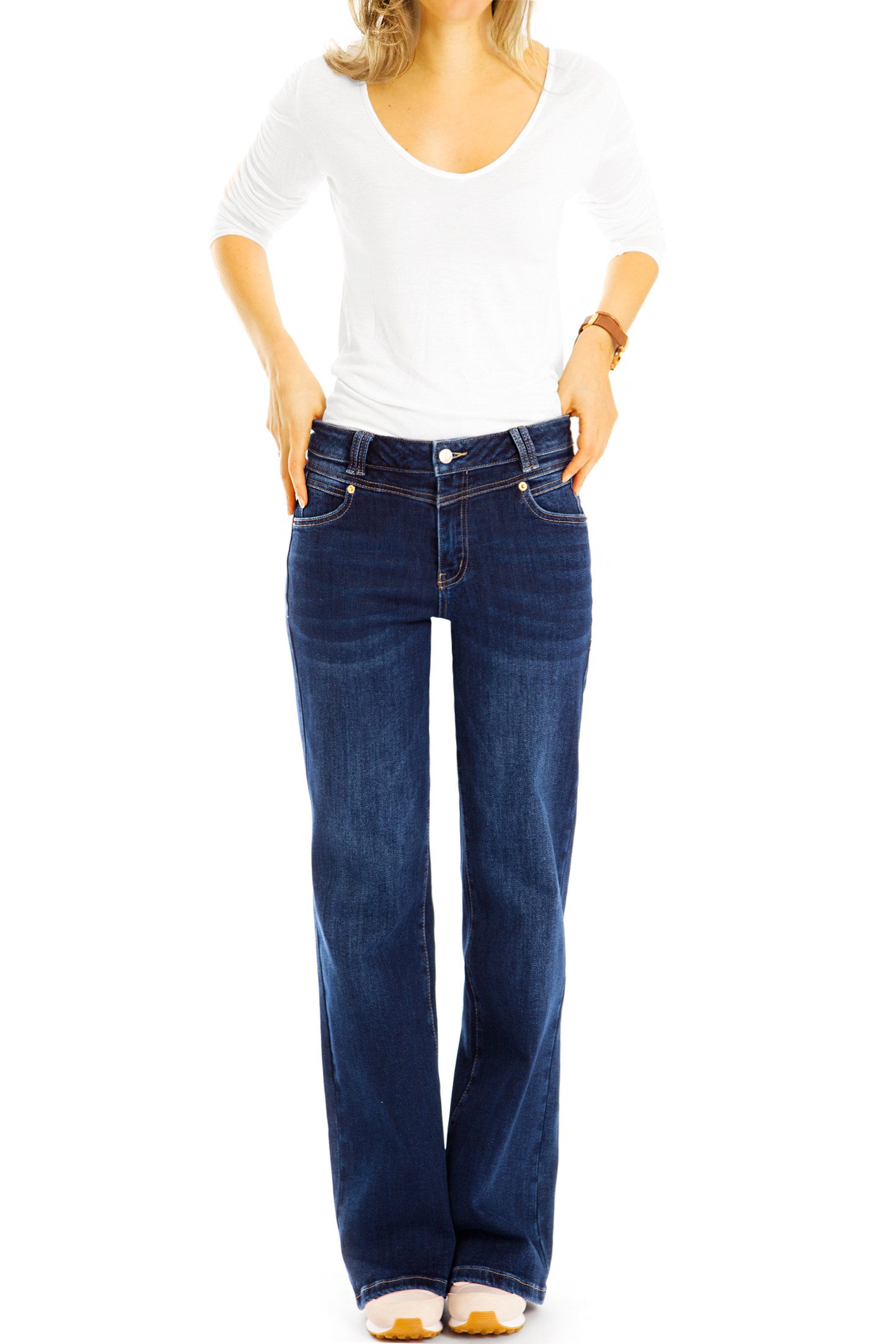 be styled Bootcut-Jeans Normal hohe Bootcut Jeans loose fit Hose bequem - Damen - j23k mit Stretch-Anteil