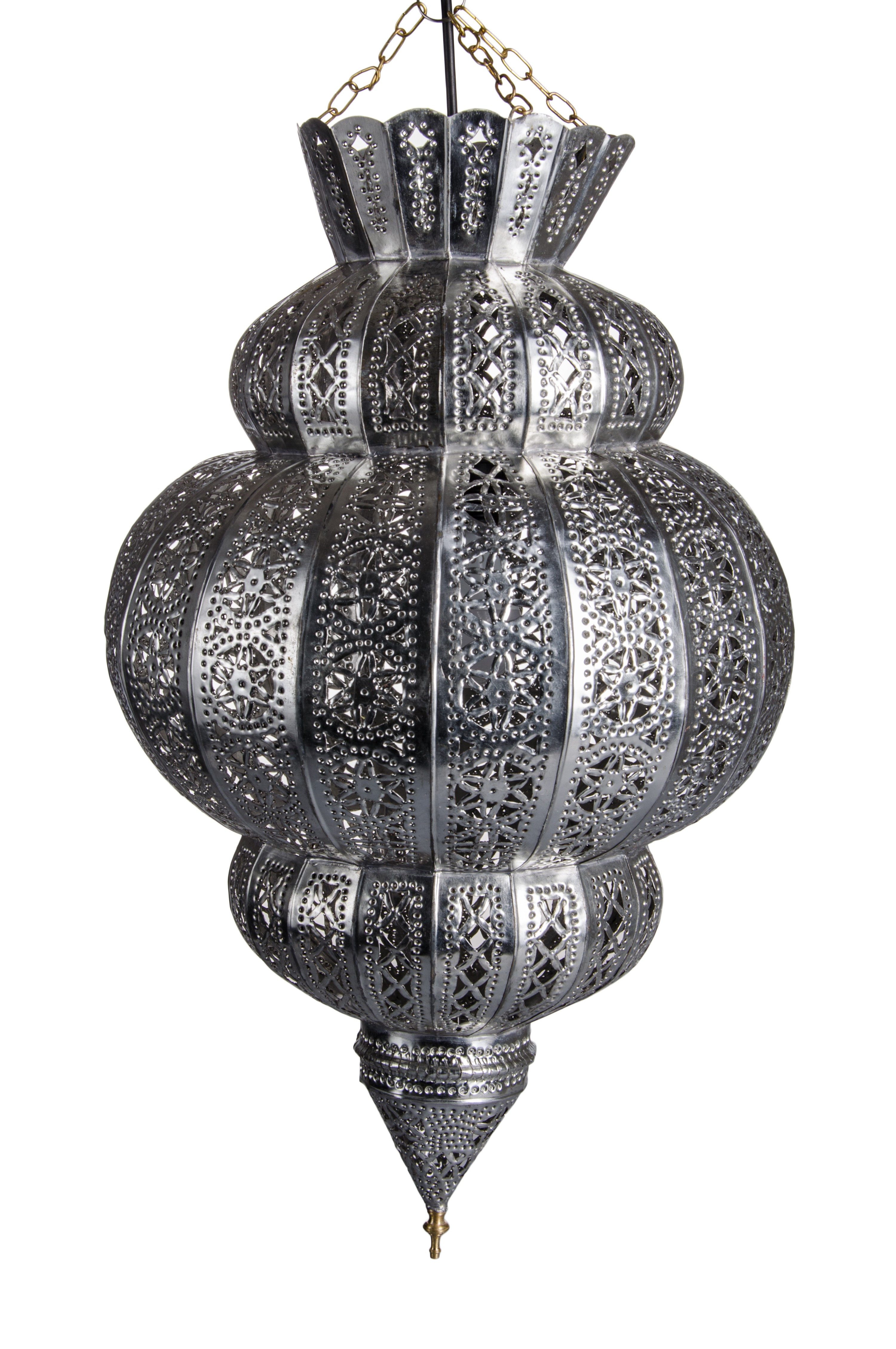 Marrakesch Orient & Mediterran Interior Pendelleuchte Orientalische Pendelleuchte Harem Silber 45cm, Lampe für Wohnzimmer, Handarbeit