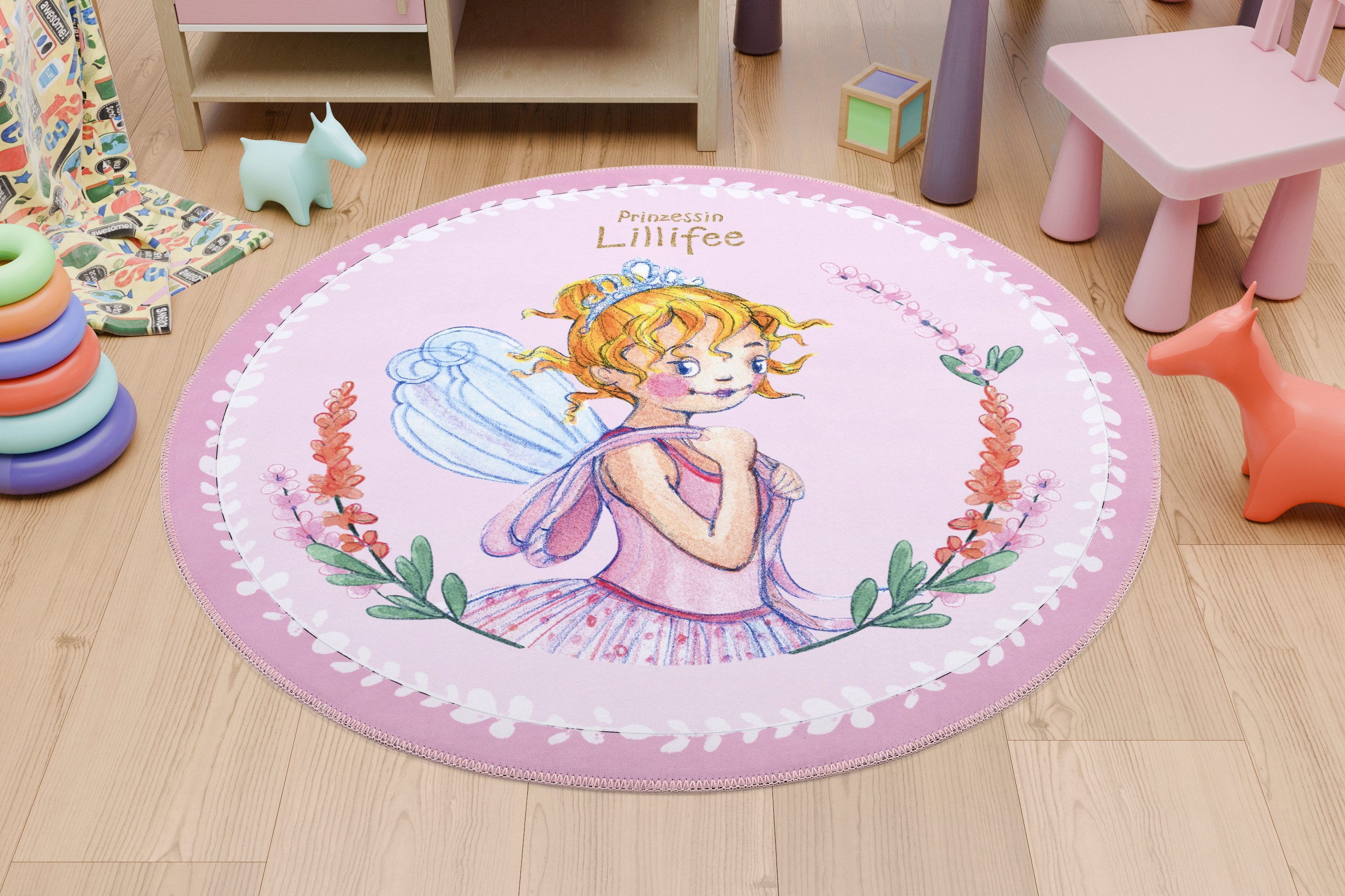 Prinzessin Lillifee Kinderteppich Prinzessin Lillifee Ballerina 100cm rund, rund, Höhe: 6 mm