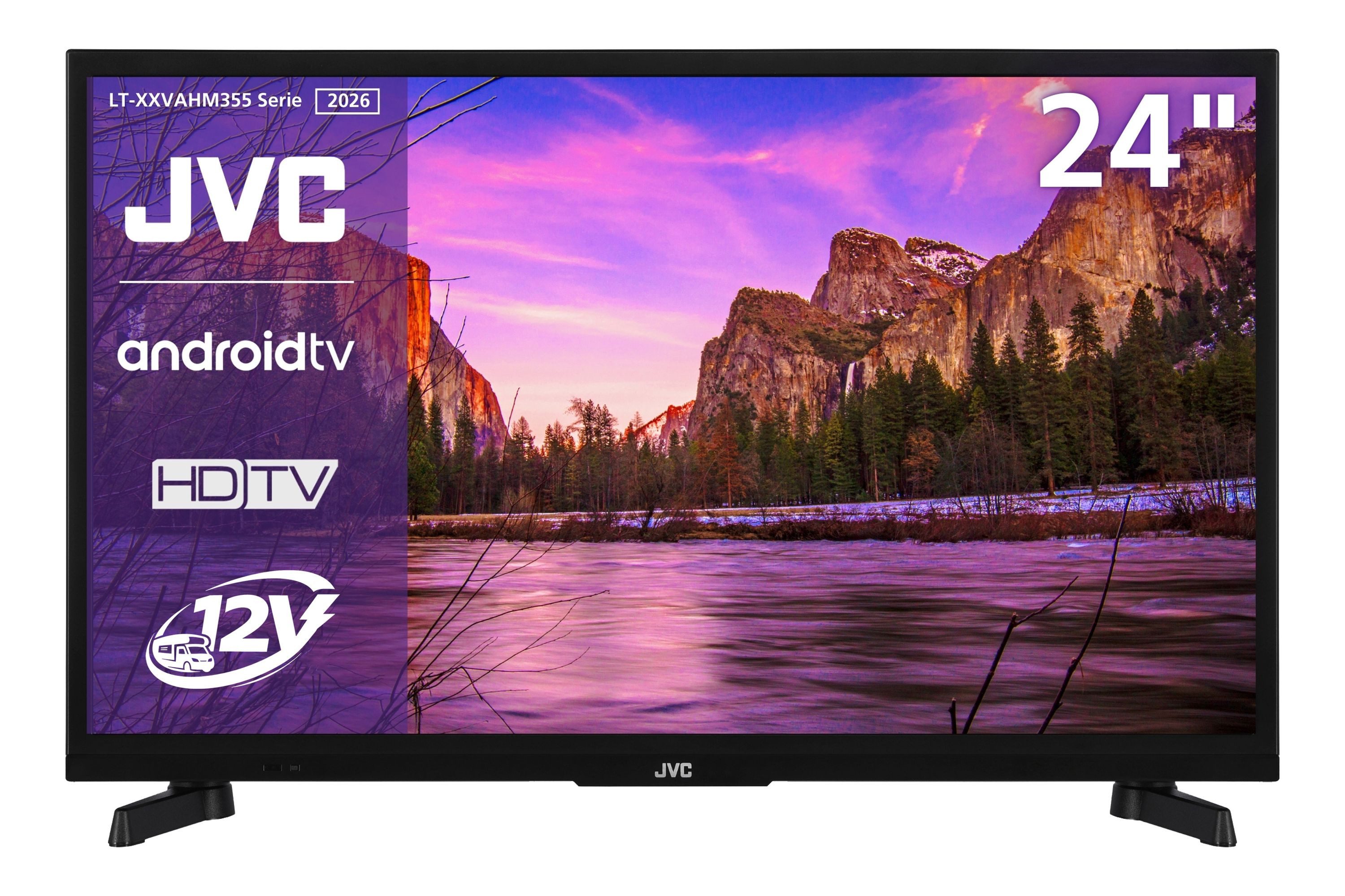 JVC LT-24VAHM355 LCD-LED Fernseher (60 cm/24 Zoll, HD-ready, Android TV, Android Smart TV, HDR, Triple-Tuner, 12 Volt Camping TV)