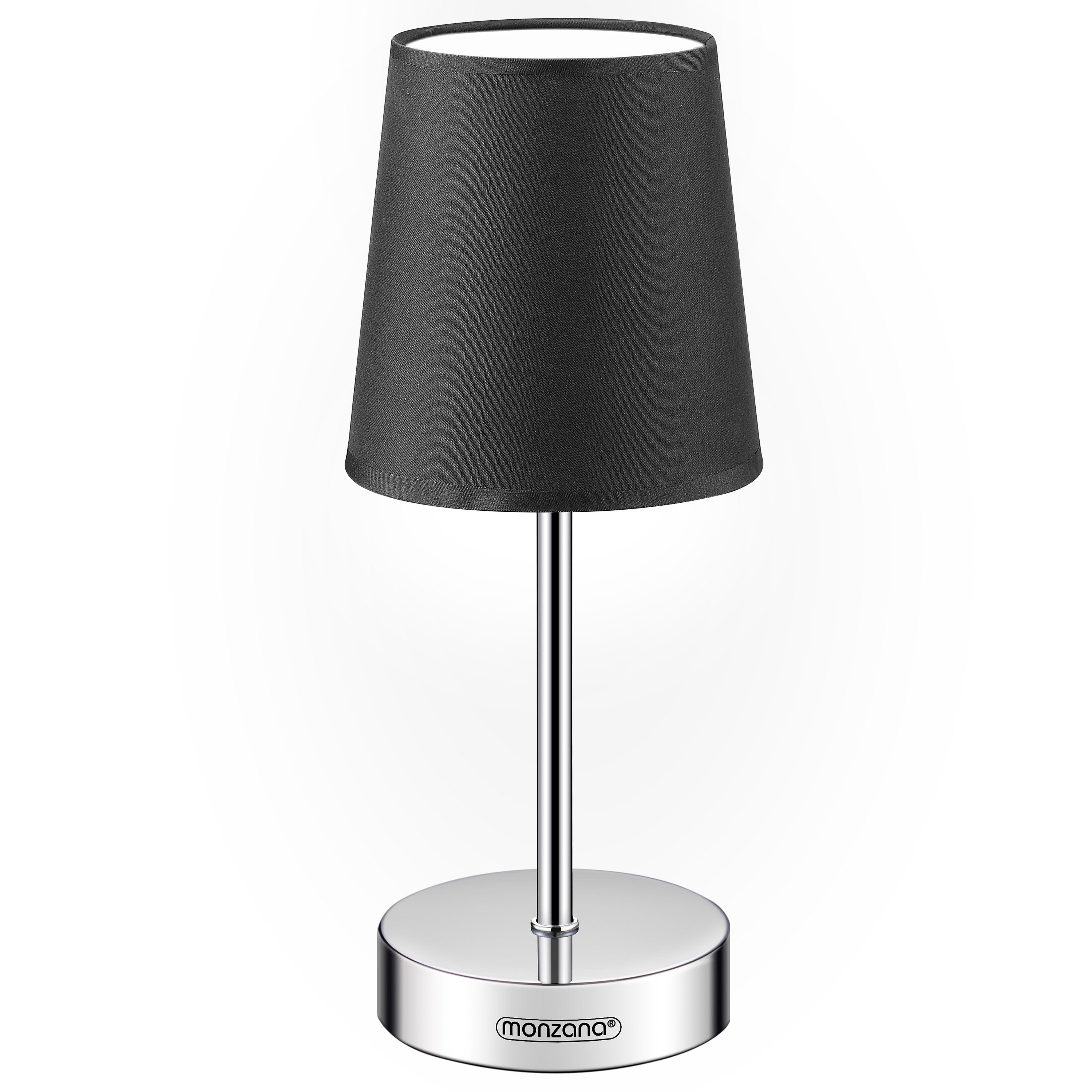 monzana Tischleuchte Lumiere, Anthrazit 1er Set, 32 cm Stoffschirm E14 Chrom Metall Wohnzimmer Büro Schlafzimmer