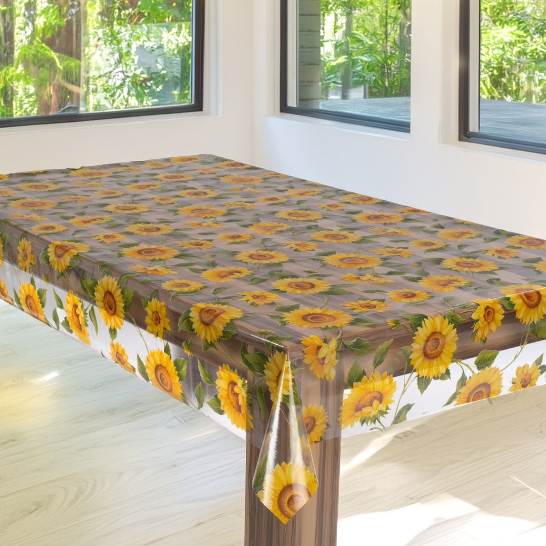 laro Tischdecke Premium Line 0,3mm weich Tischdecke Transparent Sonnenblume günstig online kaufen