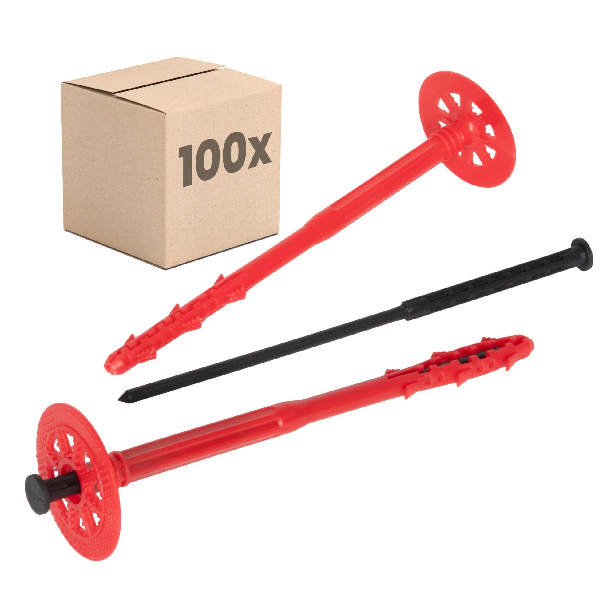 PROTEKTOR Schrauben- und Dübel-Set Dämmstoffdübel Ø10mm, Schlagdübel mit Kunststoffnagel für WDVS, (Dämmstoffdübel 100 Stück Ø10x200mm, 100 St., Fassadendübel für WDVS und zur Befestigung von Fassadendämmung), ETA-zertifizierte Schlagdübel Tellerdübel für alle Nutzungskategorien