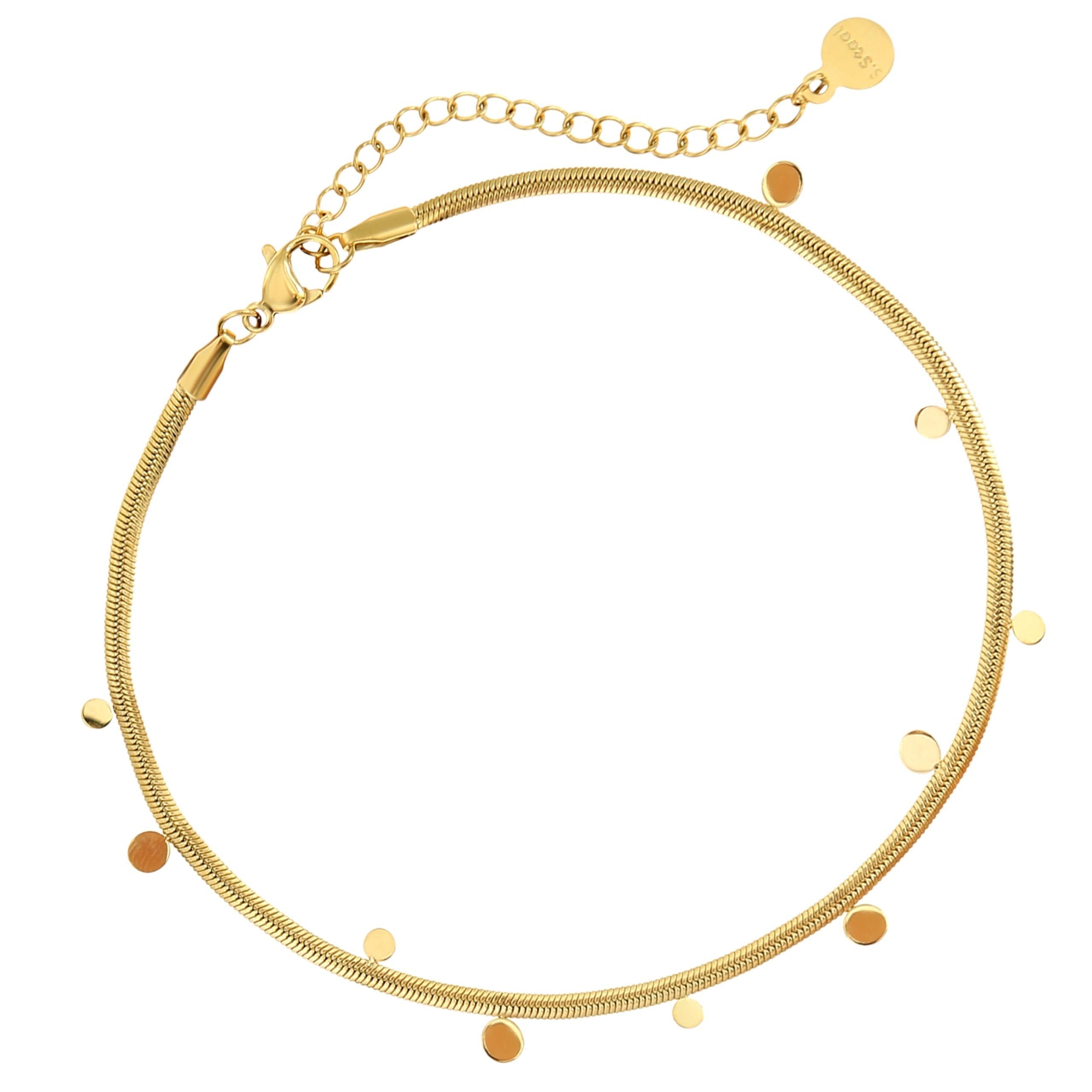 Made by Nami Fußkette mit Anhänger für Frauen Gold im Schlangendesign mit Anhänger, 21 cm lang + 5 cm Verlängerungskette Geschenkideen Frauen & Mädchen