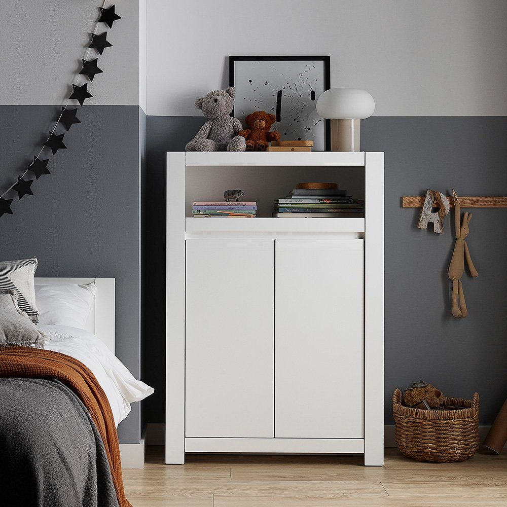 Lomadox Highboard NAVA-129, Kommode, Schrank, weiß, 92x133x42,2 cm