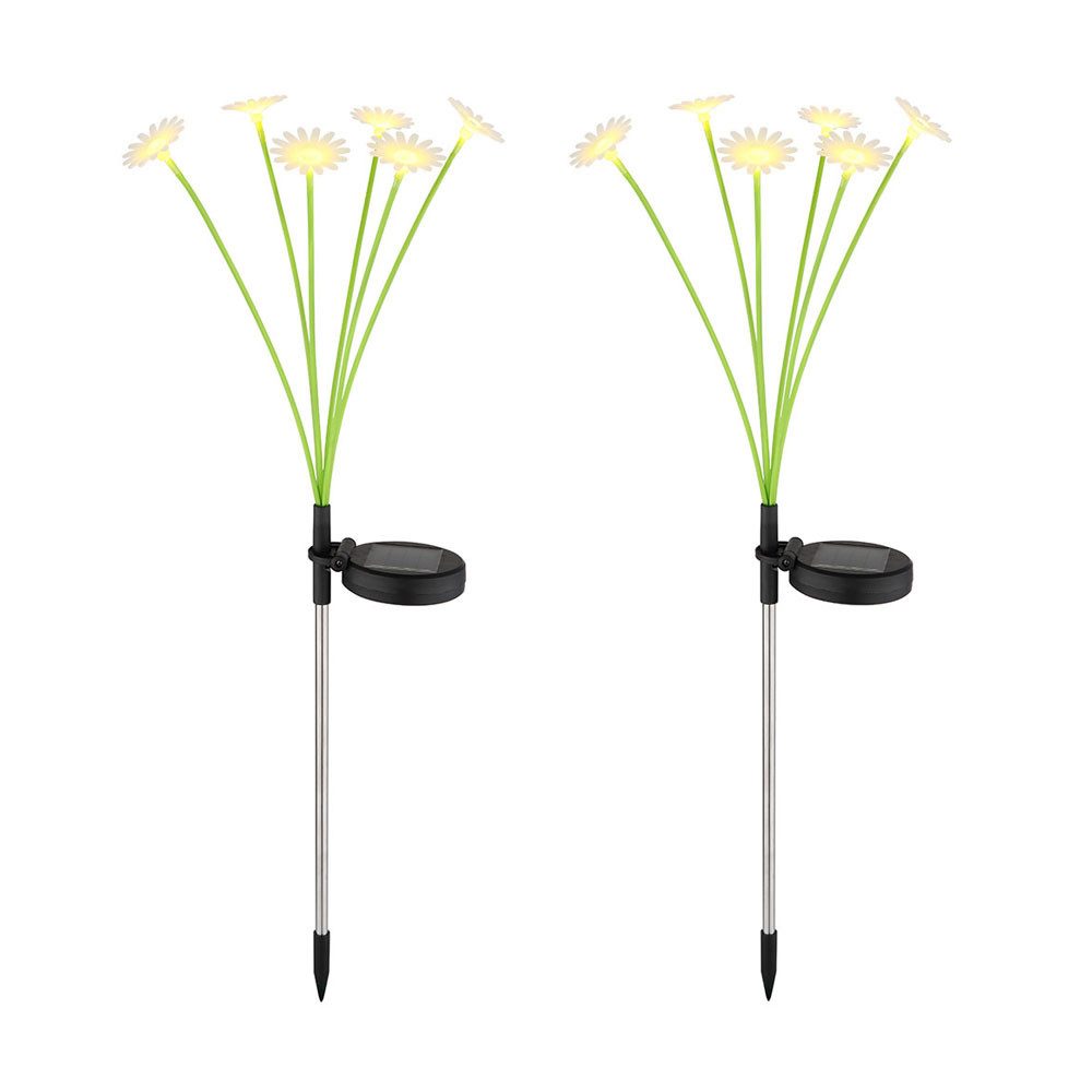 GLOBO LIGHTING LED Solarleuchte, LED-Leuchtmittel fest verbaut, Warmweiß, Solarleuchte Außenlampe Steckleuchte 6xLED Blumen Erdspieß 2er Set