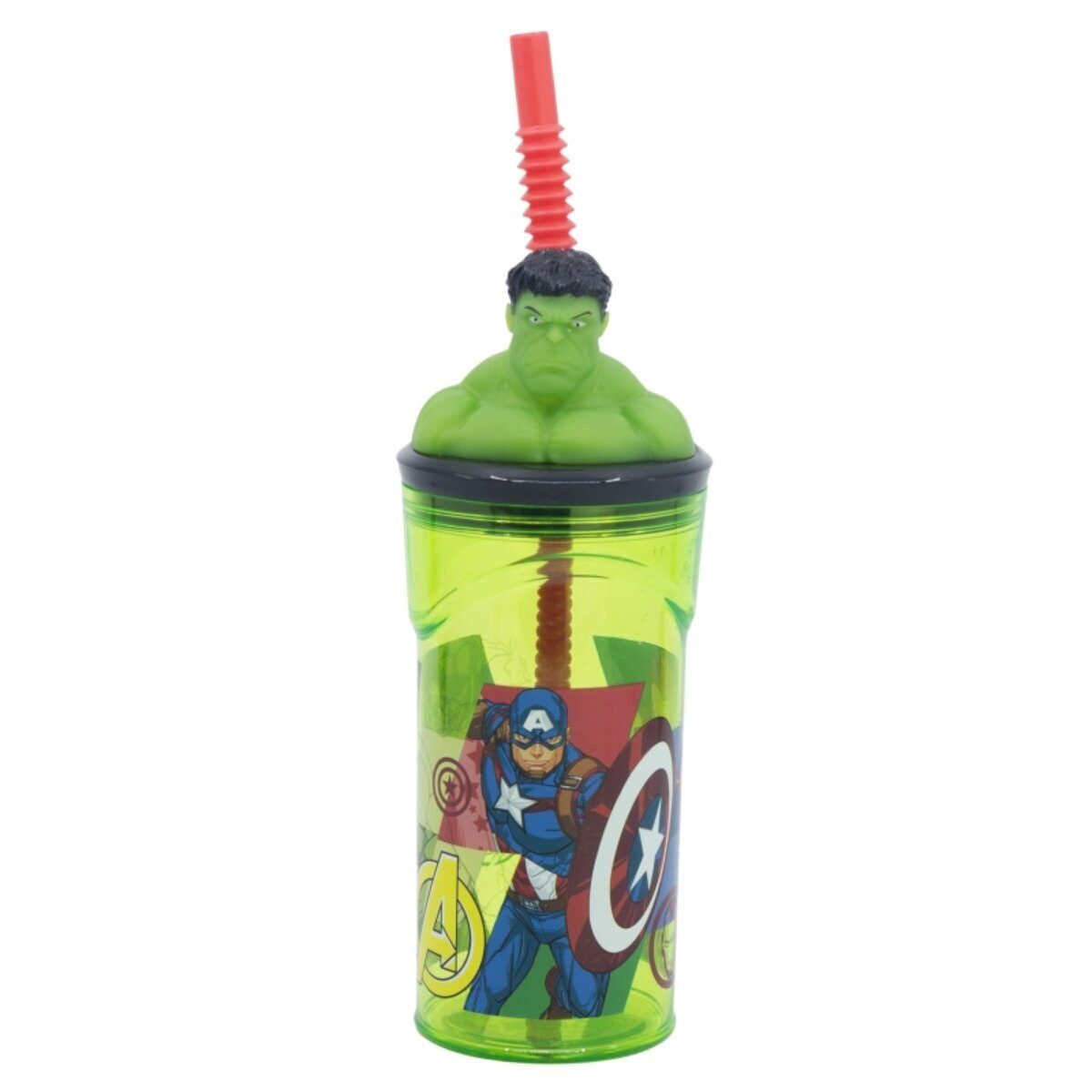 Trinkflasche Marvel Hulk Trinkbecher 3D Kinderbecher & Strohhalm-Tumbler 360ml