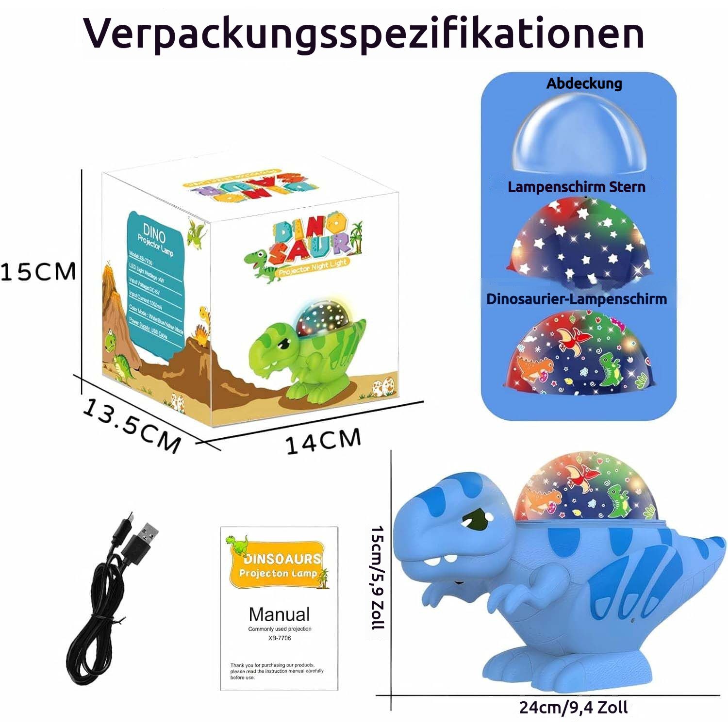 VIVIHEYDAY LED Nachtlicht Dinosaurier Projektorlampe Spielzeug, Dinosaurier Sternenhimmel, Projektor Kinder, Dino Sternenhimmel Projektor Nachtlicht, 360 Grad Drehbar, Ideal als Geschenk