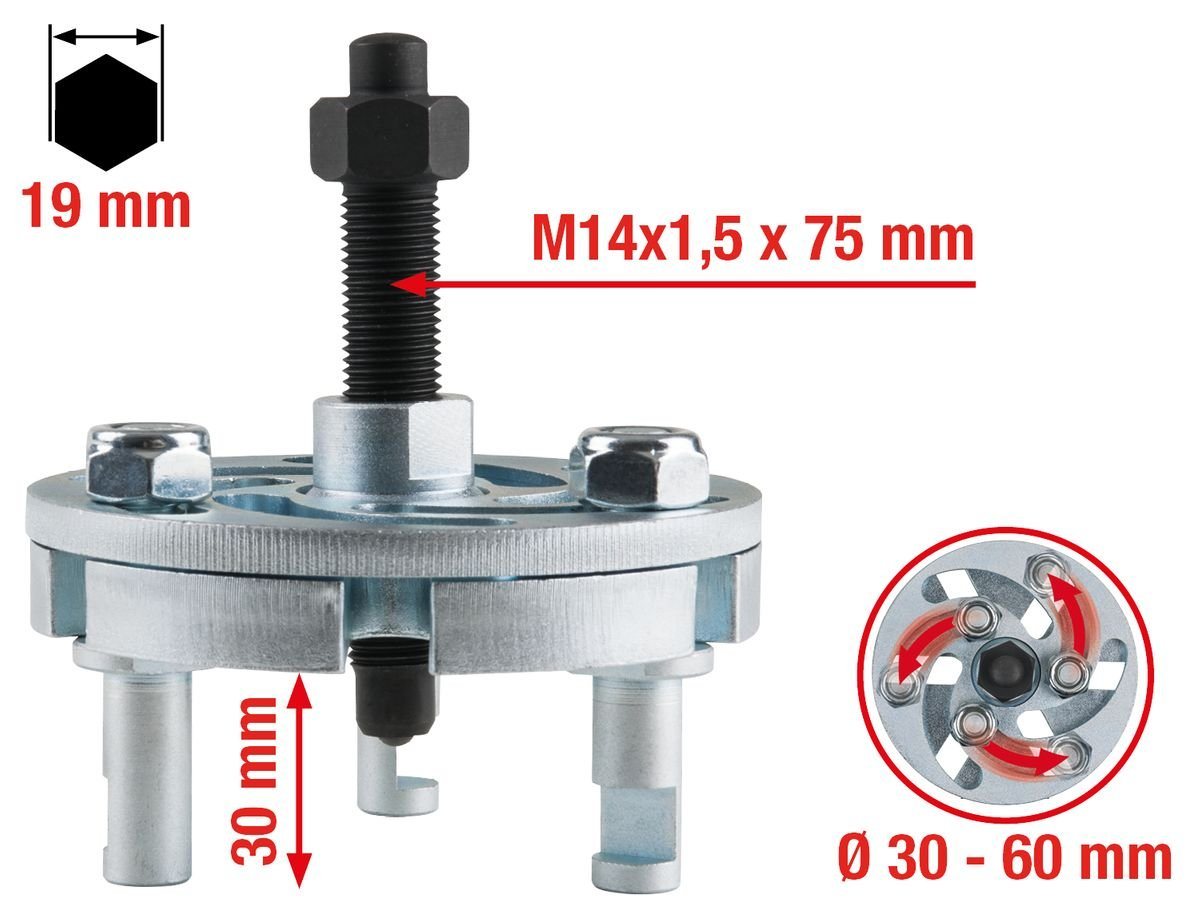 Thumbnail - KS Tools Gabel- und Ringschlüssel Universal-Riemenscheiben-Abzieher, 3-armig, 30-60mm (150.3194)
