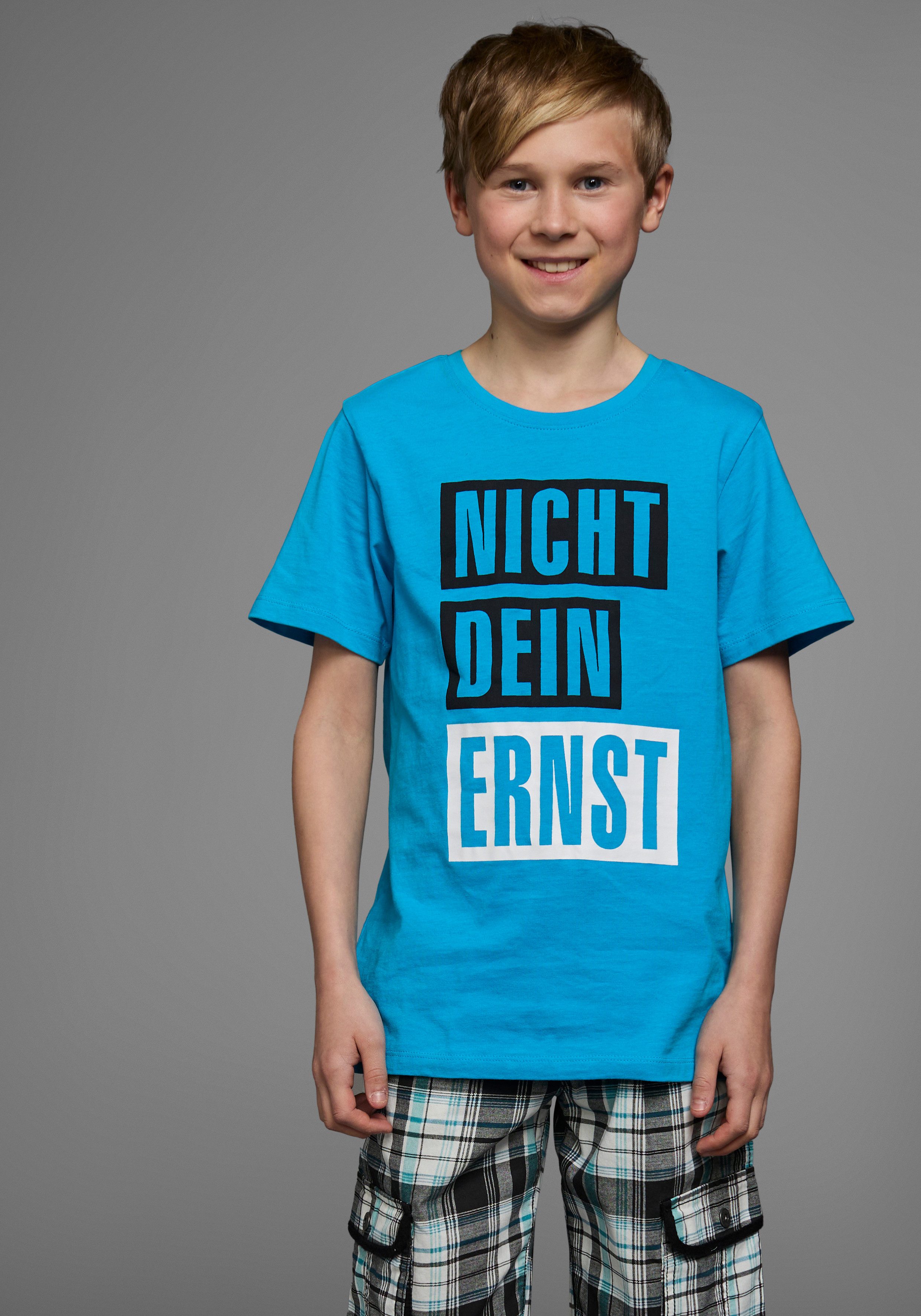 KIDSWORLD T-Shirt mit Spruch: NICHT DEIN ERNST Kurzarm, Basic-Passform, mit trendigem Aufdruck