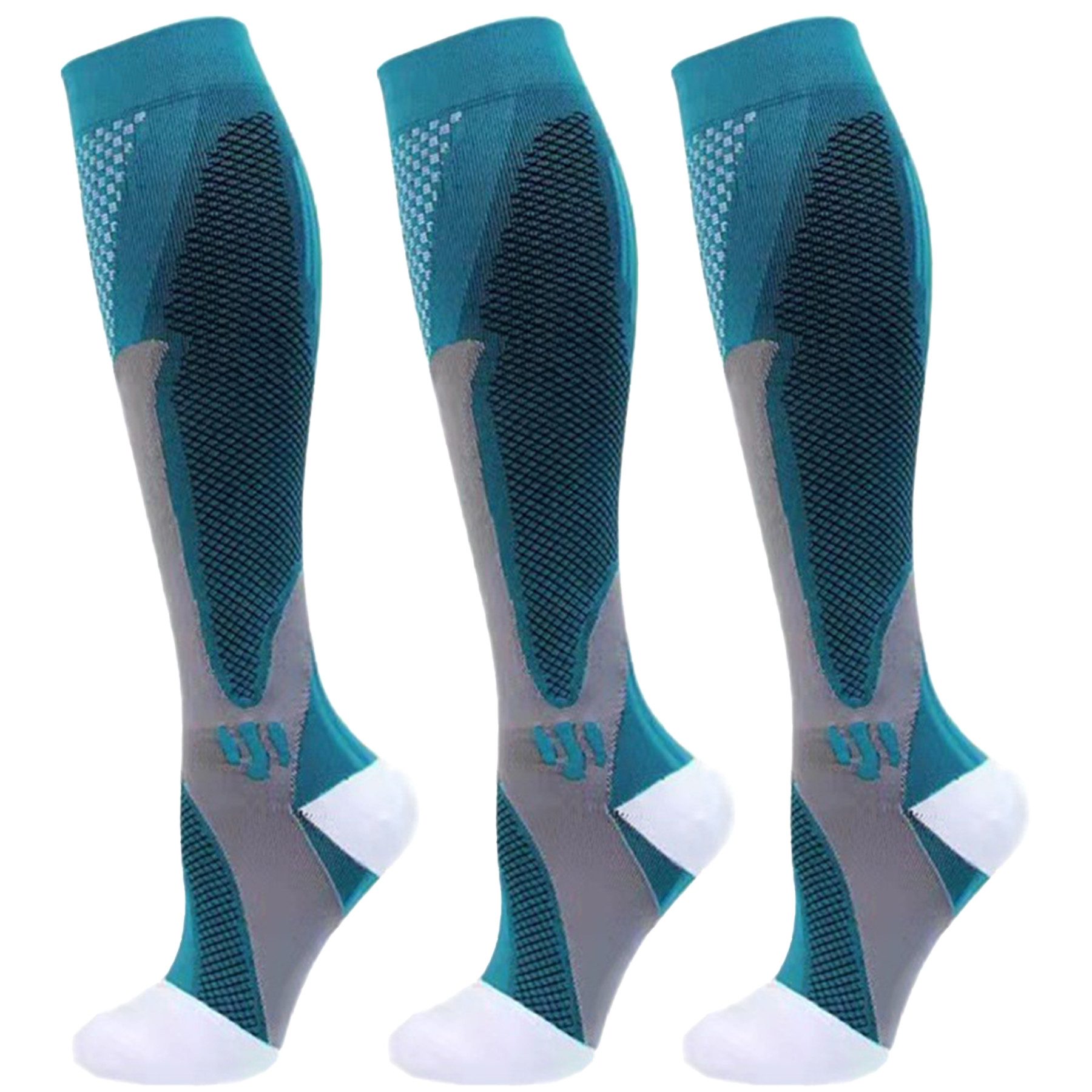 Mutig Kompressionsstrümpfe 3 Paar Kompressionsstrümpfe Laufsocken Kniestrümpfe Stützstrümpfe (15-25mmHg Stützstrümpfe Sport Kompressionssocken mit Elastisch, Compression Socks für Sport, Laufen, Flug, Reisen,Fahrrad Radsport) Reisestrümpfe Kompressionsstr