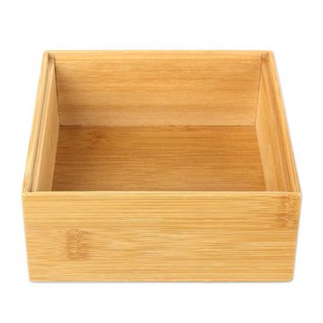 Schramm Aufbewahrungsbox Schramm® 2 Stück Aufbewahrungsboxen aus Bambus stapelbar 4 Größen Schubladen Box Ordnungsbox Boxen Organizer Aufbewahrung Set (15 St)