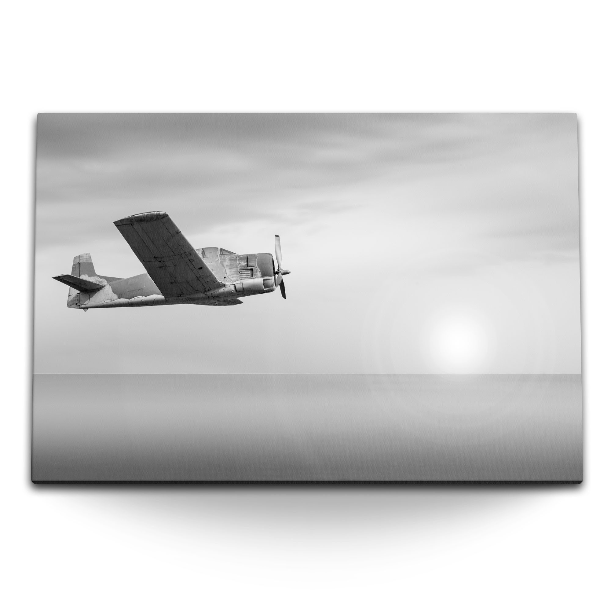 Leinwandbild 120x80cm Wandbild auf Leinwand Altes Propellerflugzeug in der Luft Sch