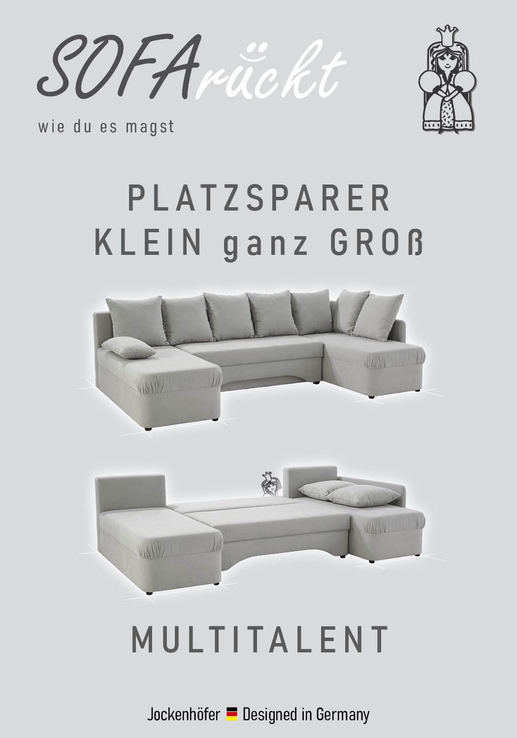 Jockenhöfer Gruppe Wohnlandschaft U-Form, B: 260 cm, mit Bettfunktion & Bettkasten