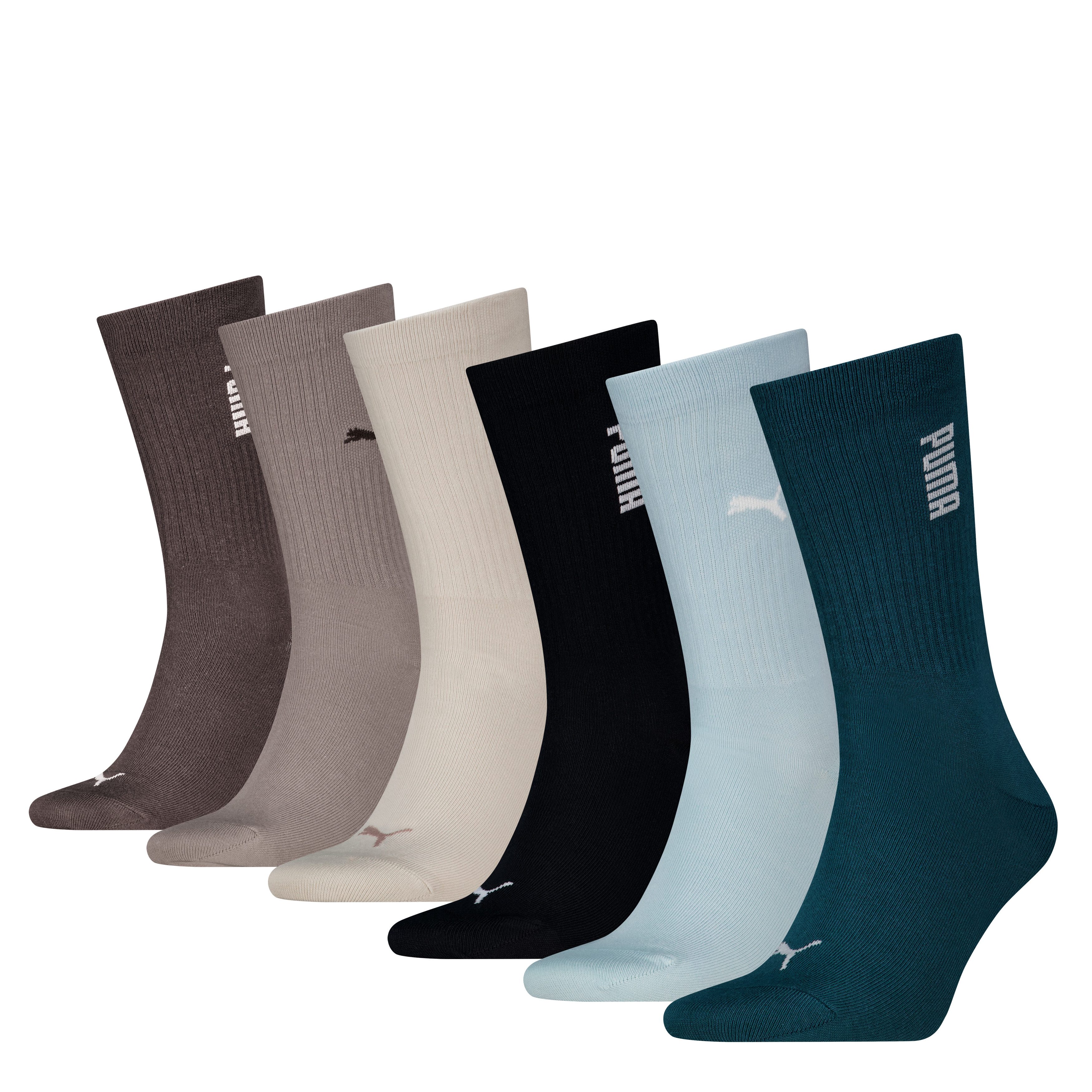 PUMA Socken (6-Paar) mit Rippenbündchen, Logo und Schriftzug