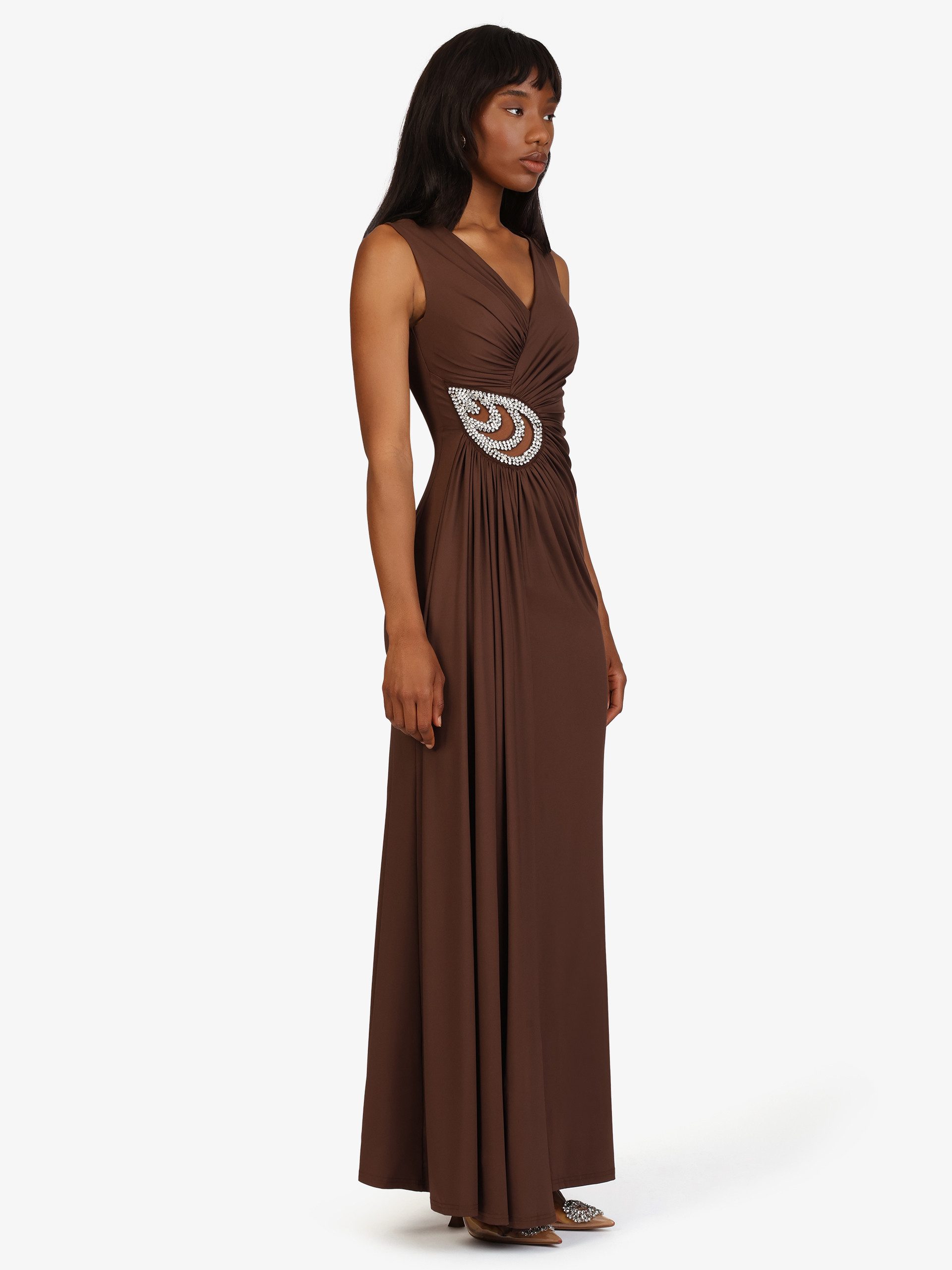 Kraimod Abendkleid mit Drapierung und Zierstein-Detail