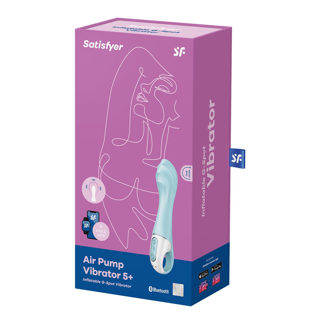 Satisfyer Satisfyer Pump "Air 5 Klitoris-Stimulator Vibrator 20cm, (1-tlg) App", G-Punkt-Vibrator, Connect