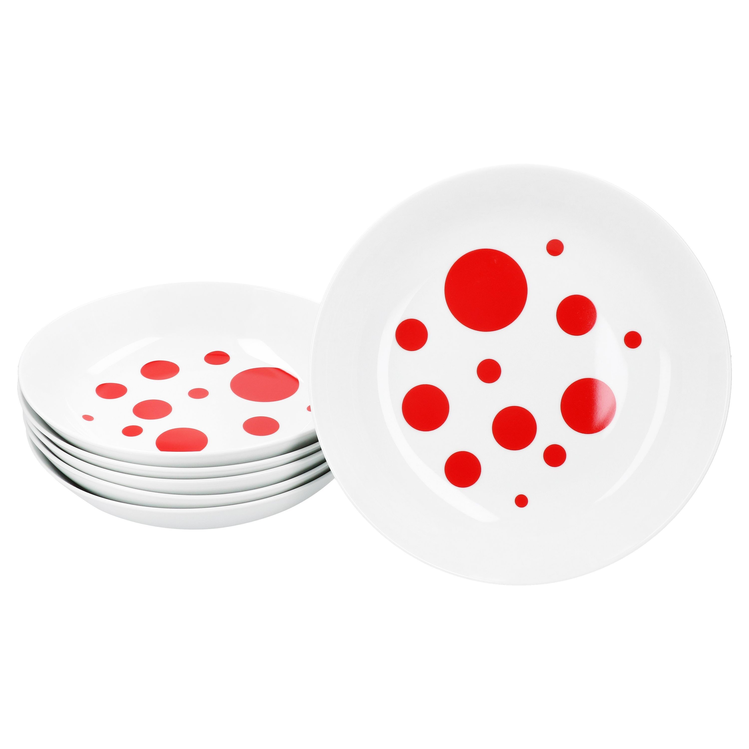 MamboCat Suppenteller 6er Set Pula rot Suppenteller 450ml Porzellan 6 Pers. tiefe Teller