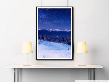 Sinus Art Poster Landschaftsfotografie 60x90cm Poster Milchstraße über den Winterbergen Ukraine