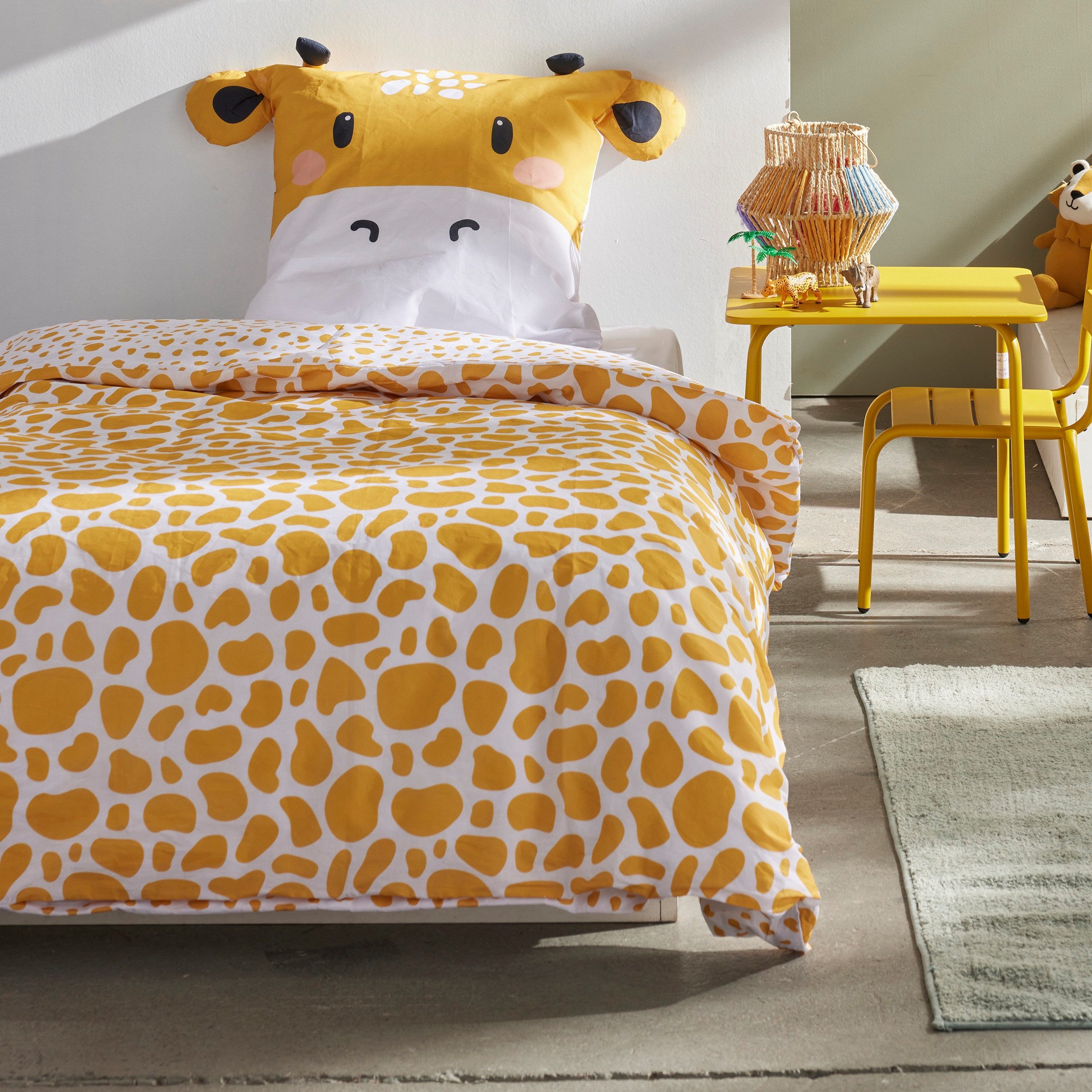 Familando Kinderbettwäsche Gelbe Giraffe 135x200 80x80 cm aus 100% Baumwoll günstig online kaufen
