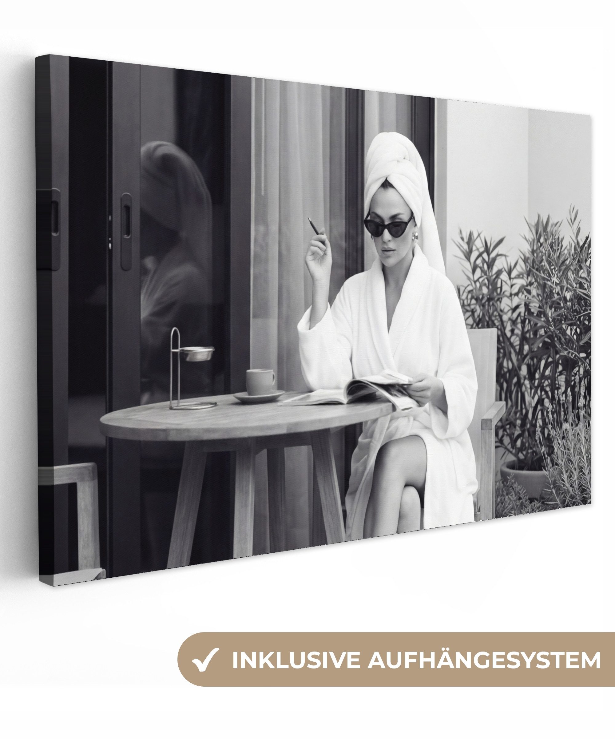 OneMillionCanvasses® Leinwandbild Modern - Frau - Schwarz - Weiß, Fotodruck (1 St), Leinwand Bilder Klein, Wand Dekoration Aesthetic 30x20 cm