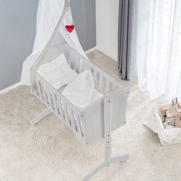 Babybettdecke, Premium Complete - Weiß, LaLoona, Steppbett-Set (80x80 / 35x40 cm) Kinder Steppdecke mit Kopfkissen
