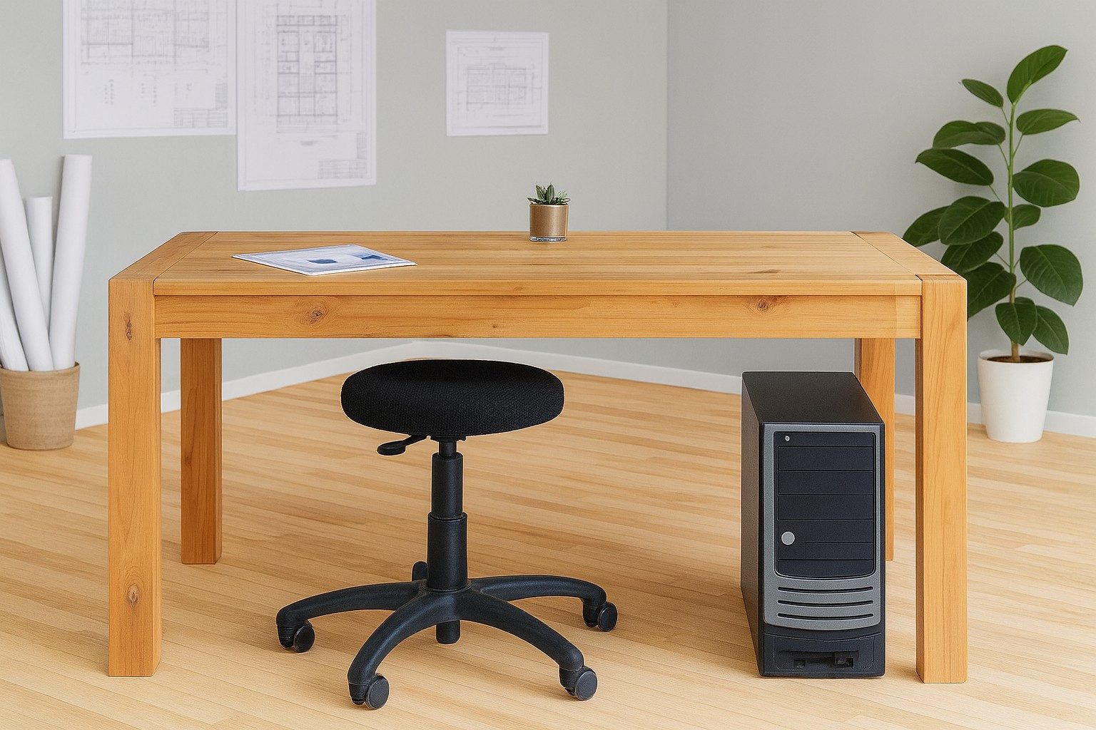 bv-vertrieb Schreibtisch Schreibtisch Wildeiche massiv geölt Bürotisch Tischplatte 2,5 cm #2132