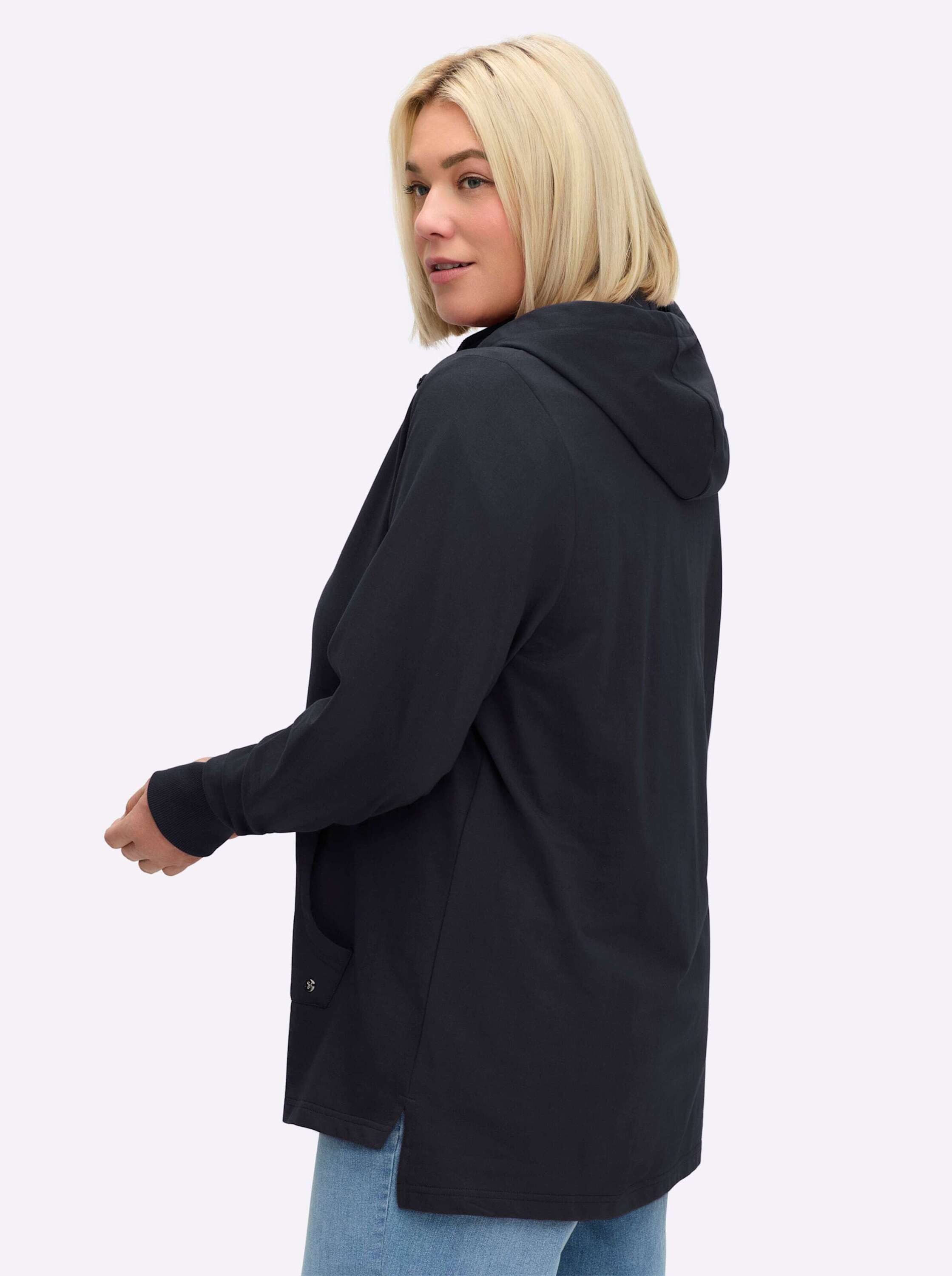 Sheego Shirtjacke Sweatjacke Langarm