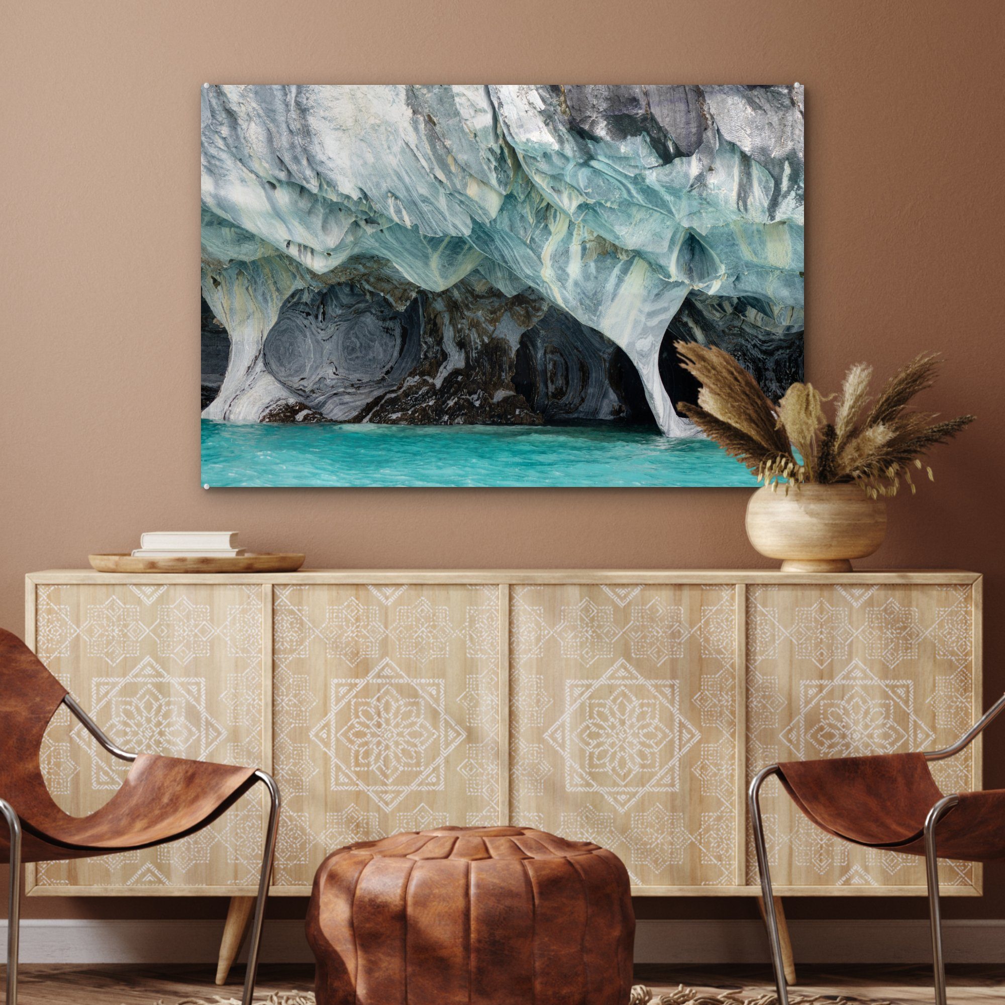 Marmorhöhlen Wohnzimmer & Höhlen in Schlafzimmer St), Überflutete MuchoWow (1 Acrylglasbilder Chile, Acrylglasbild der