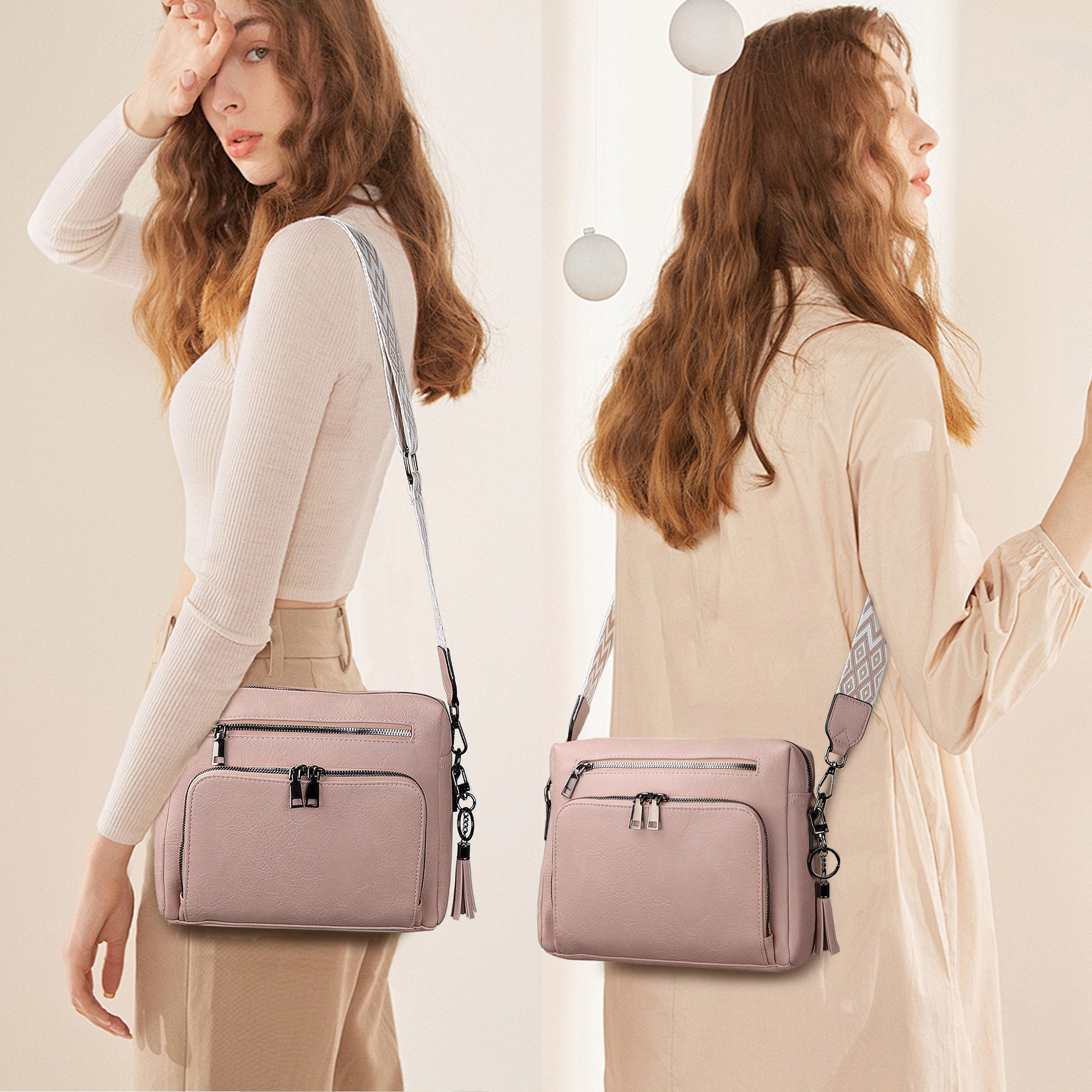 TAN.TOMI Schultertasche Damen Umhängetasche mit Verstellbar Abnehmbar Breiter Gurt, Leicht Damen Crossbody Bag Für Tägliches Arbeiten Verabredungen