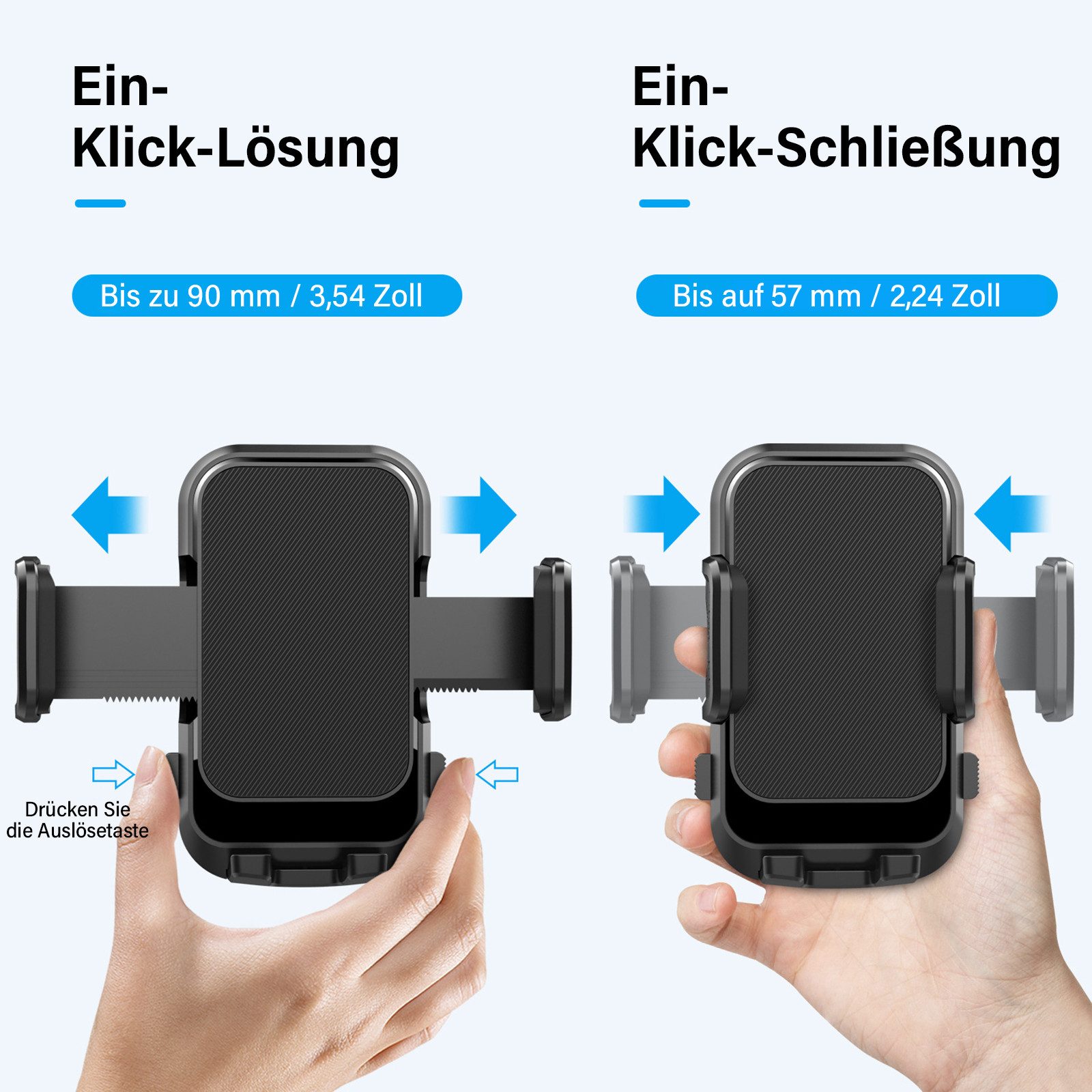 MOPUEA Smartphone-Halterung 2 IN 1 Auto Handyhalterung 360° Drehbar Saugnapf Einhandbedienung, (Auto Handyhalterung mit Saugnapf und 360° Drehung, Geeignet für Navigation Musik und Freisprechen im Auto, 360° drehbar kratzfest und stabiler Saugnapf Halt)