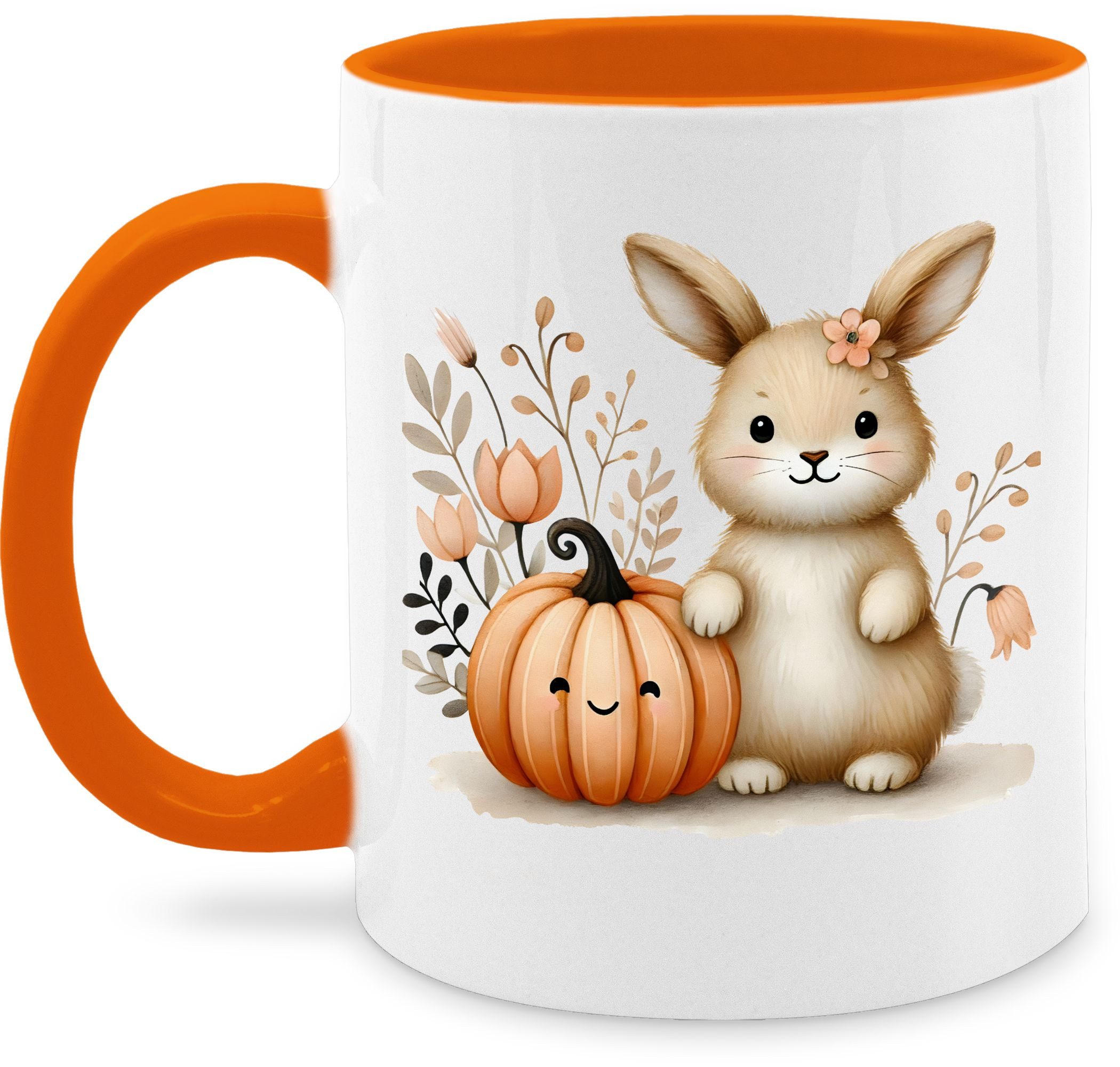 Shirtracer Tasse Süßer Hase mit Kürbis, Herbstliches Baby und Kinder Motiv, Niedliche, Keramik, Halloween Tassen