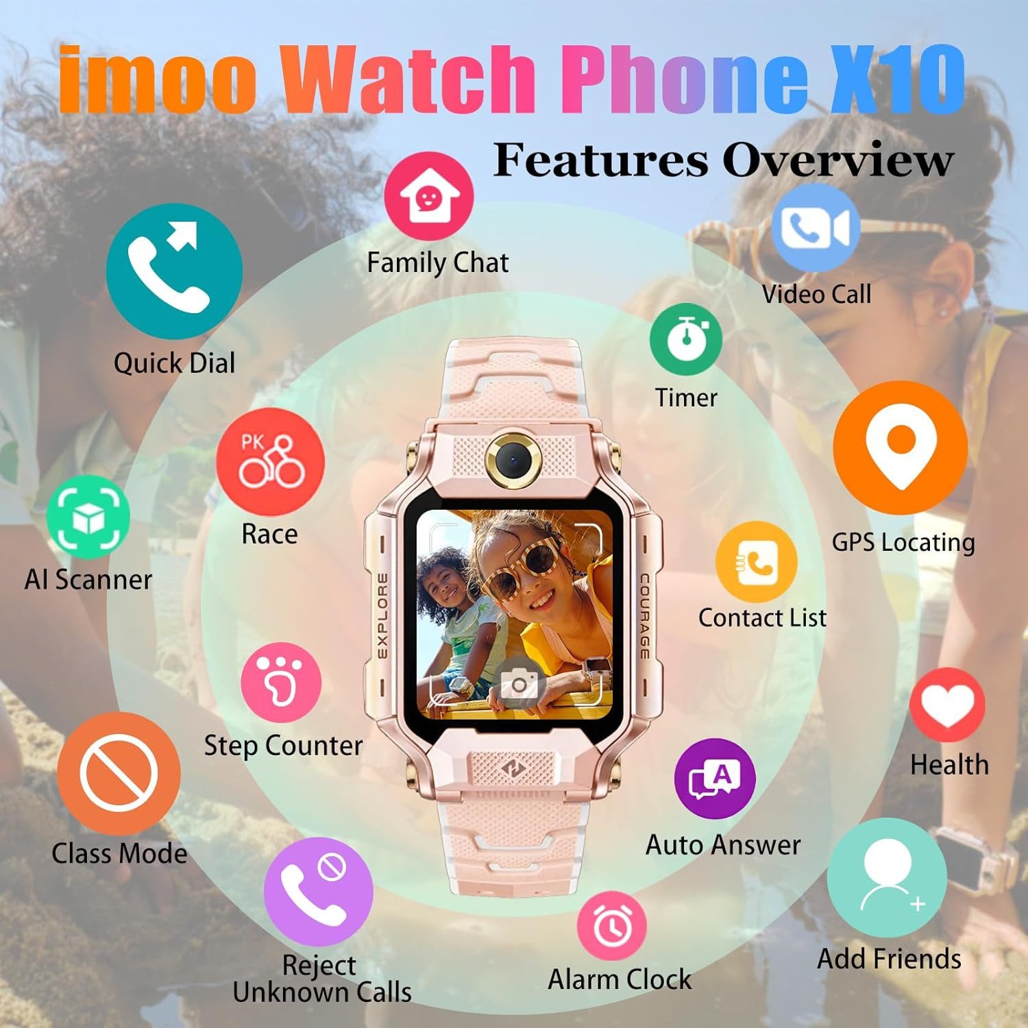 imoo X10-Grey Smartwatch (3,8 cm, sim-karte), Kinder Smartwatch 4G
