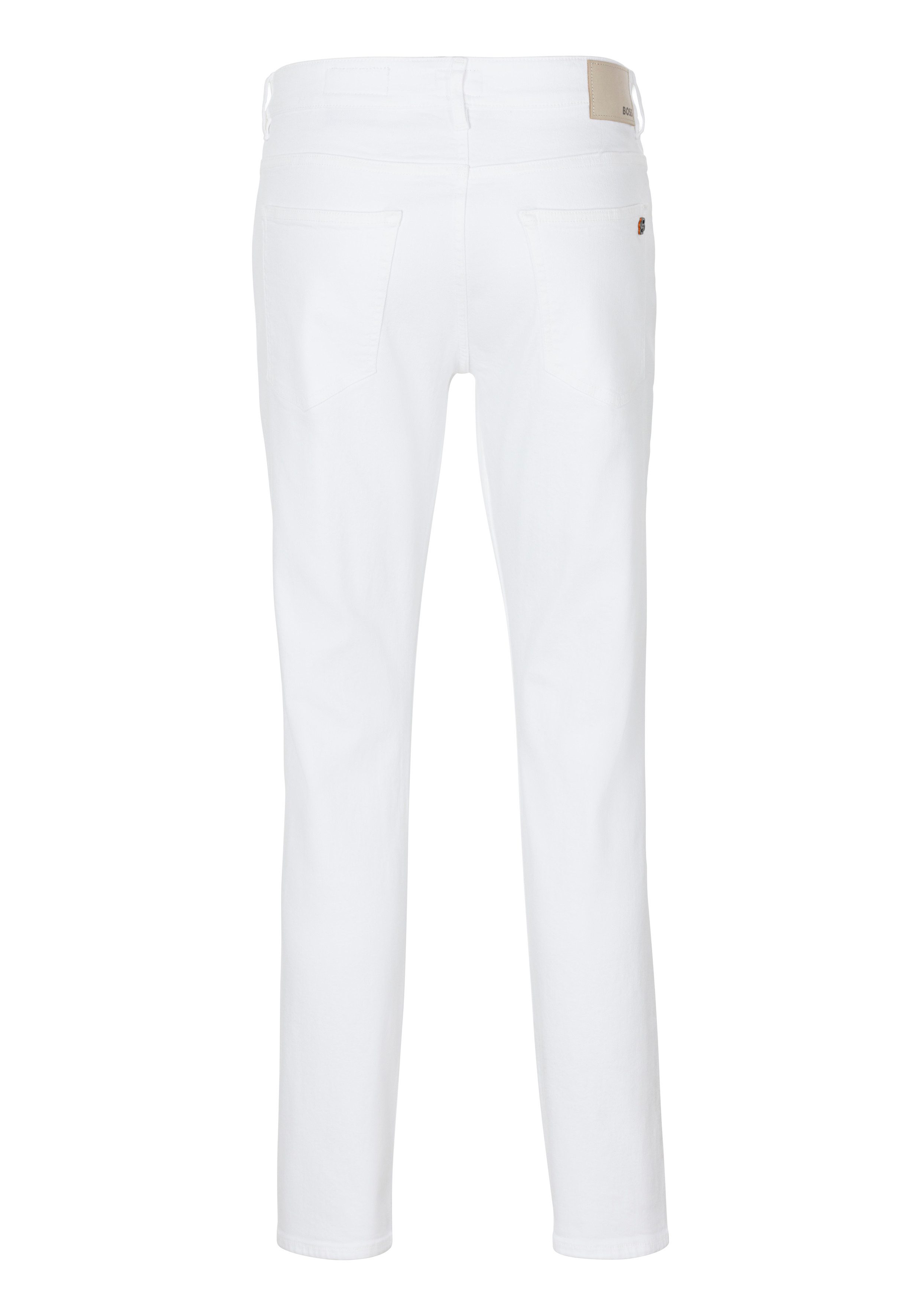 BOSS ORANGE 5-Pocket-Jeans Delaware in weißer Optik mit Lederbadge