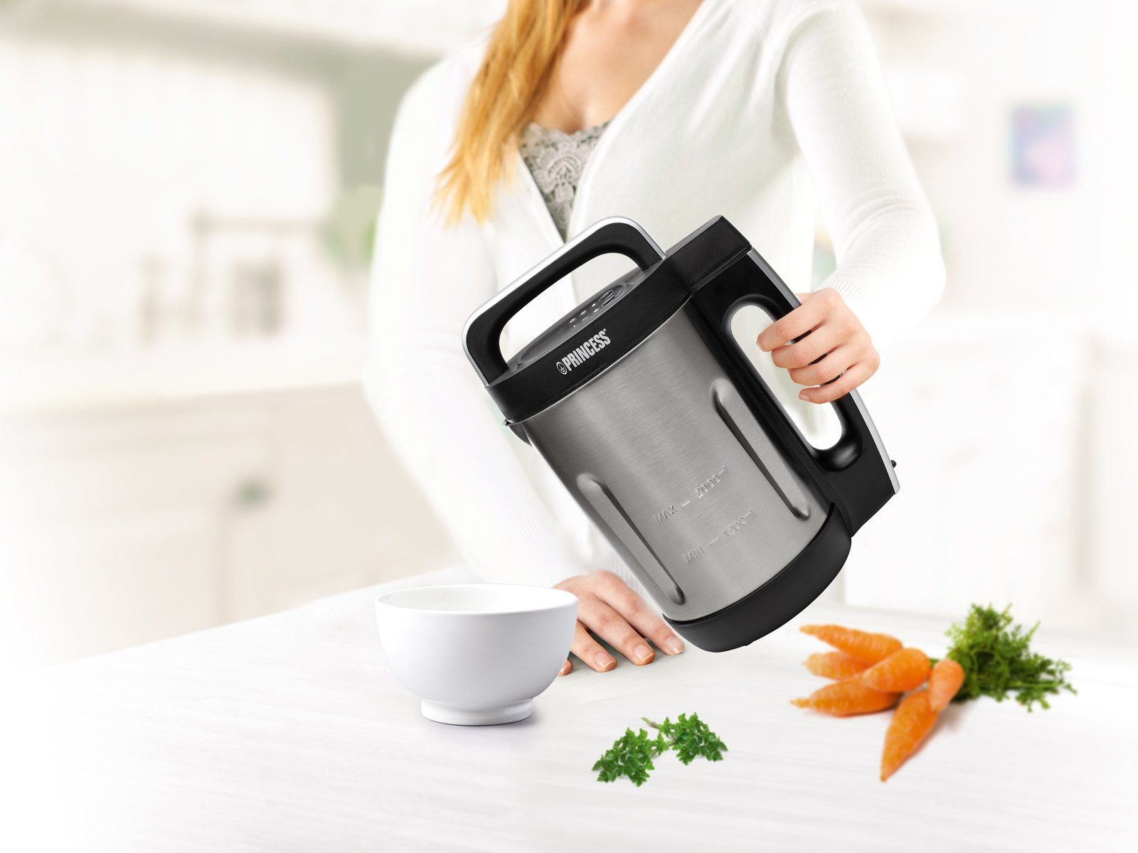 PRINCESS Multikocher, 1000 W, Digitaler Suppenkocher Standmixer Smoothiemaker Thermokocher Edelstahl