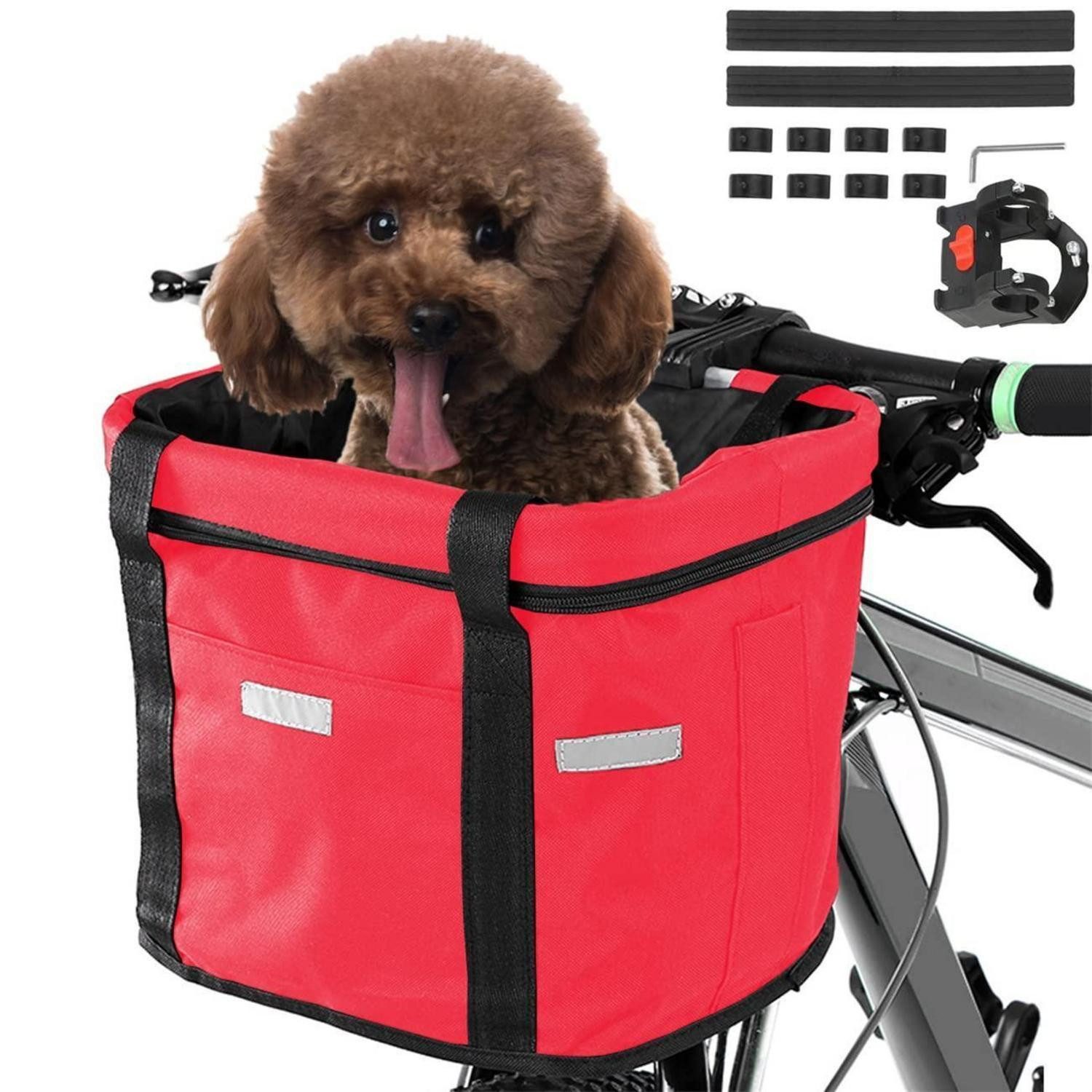 LuxusKollektion Fahrradkorb Fahrradkorb Vorne Hund Abnehmbar Faltbar Rot