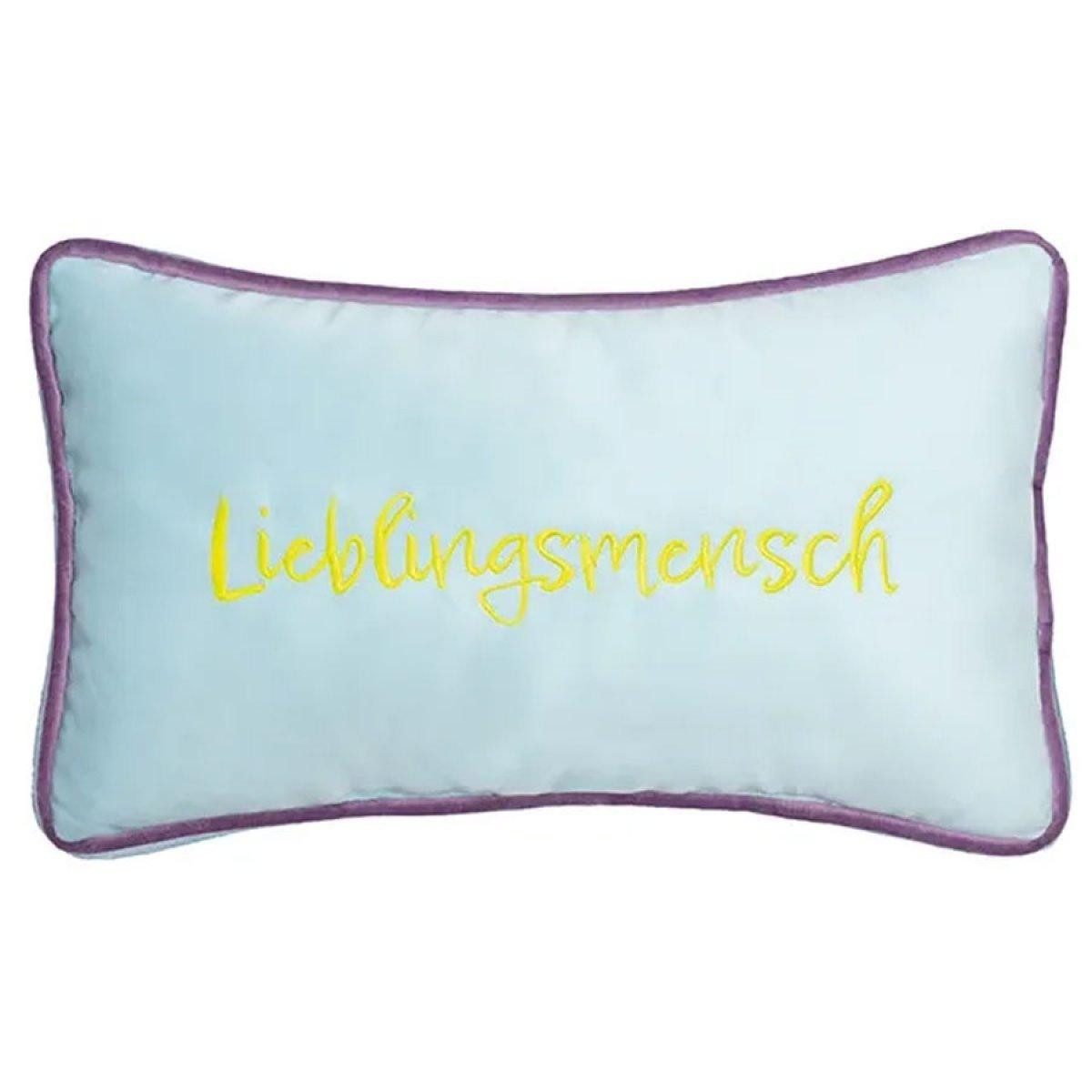 PAD Kissenhülle Mini Kissen Petite Lieblingsmensch Light Blue (18x32cm)