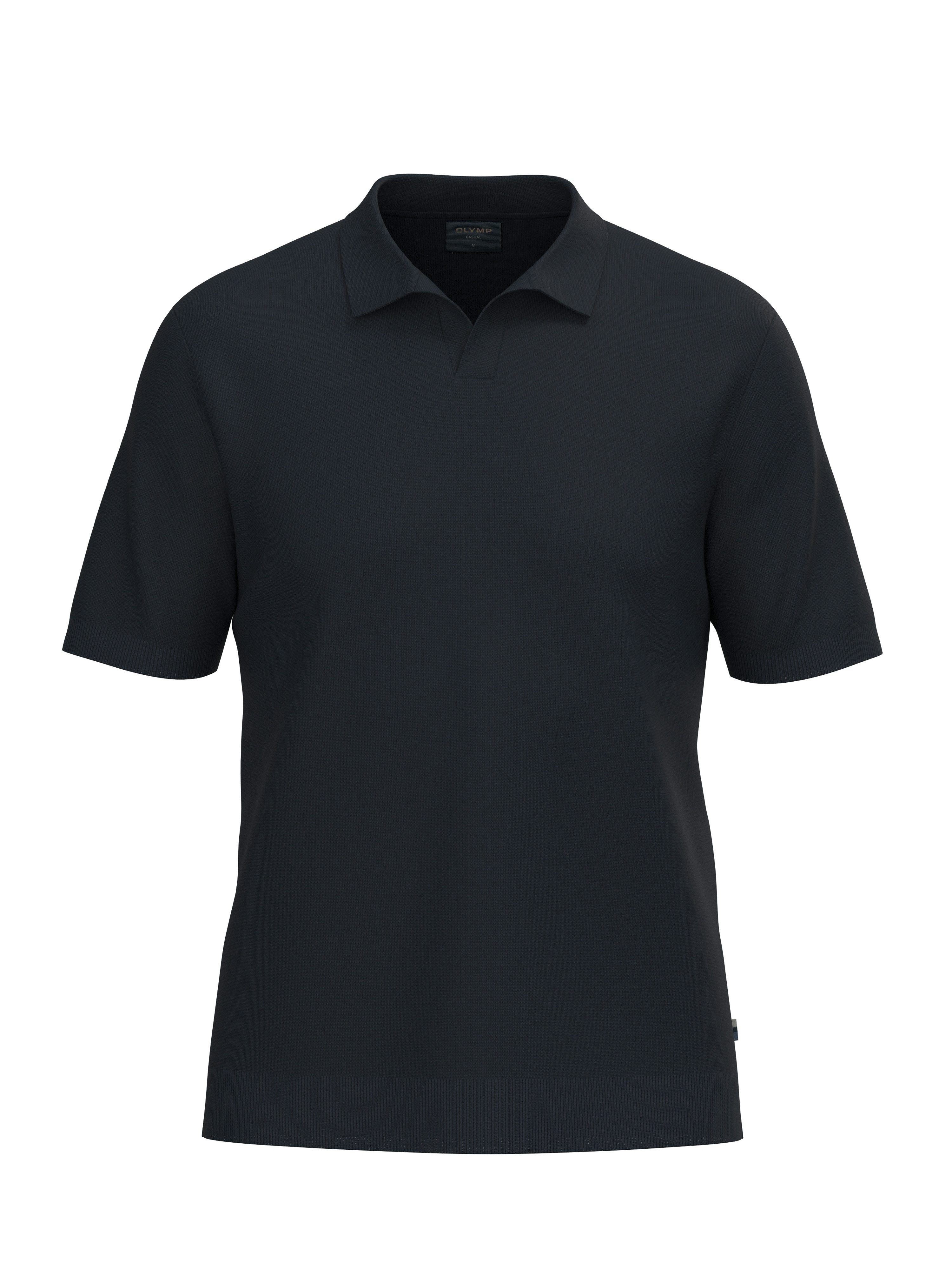 OLYMP Poloshirt Strick Casual mit geripptem Kragen, unifarben