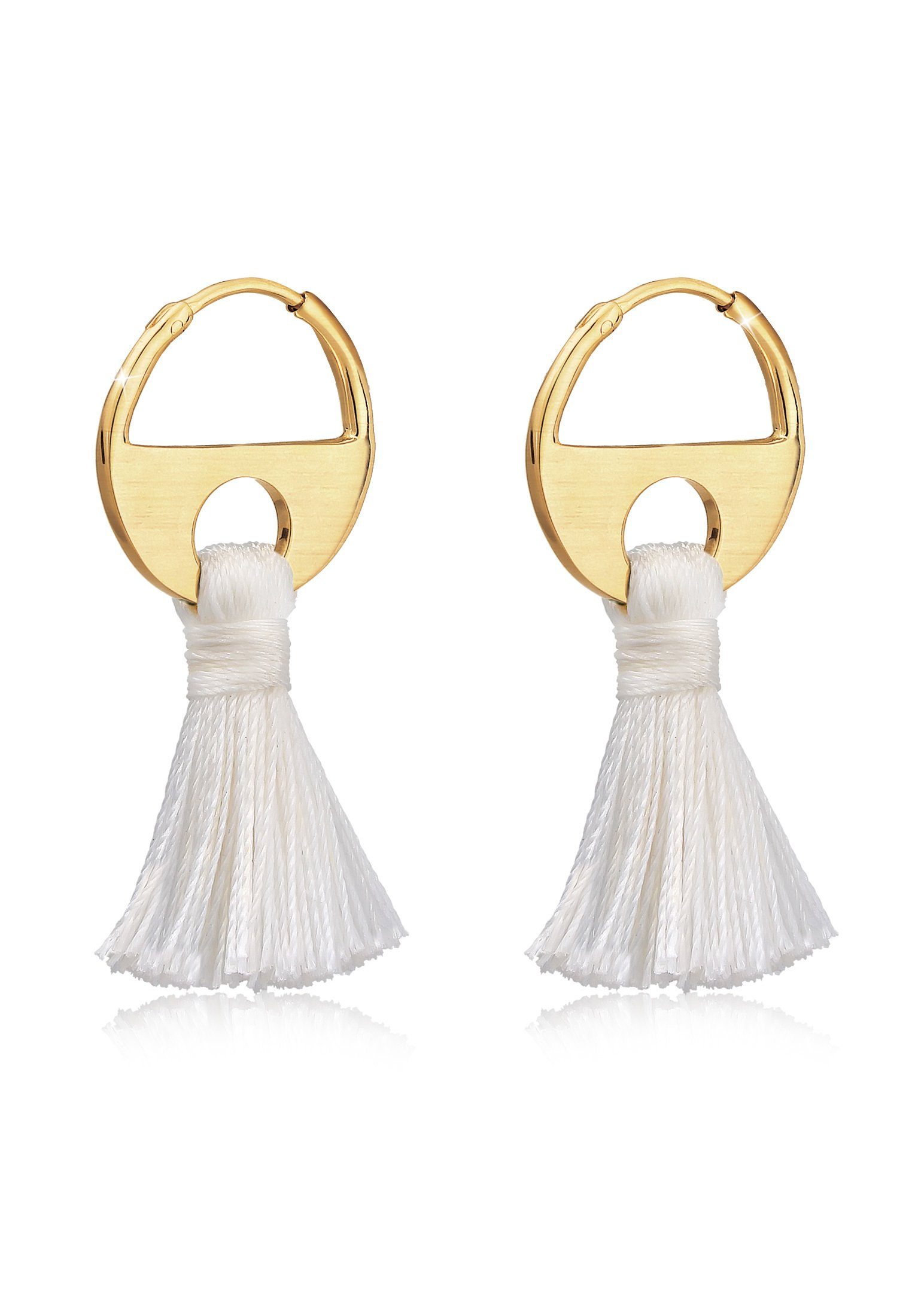 Elli Paar Creolen Creole Pastell Tassel Quaste Festival 925 Silber