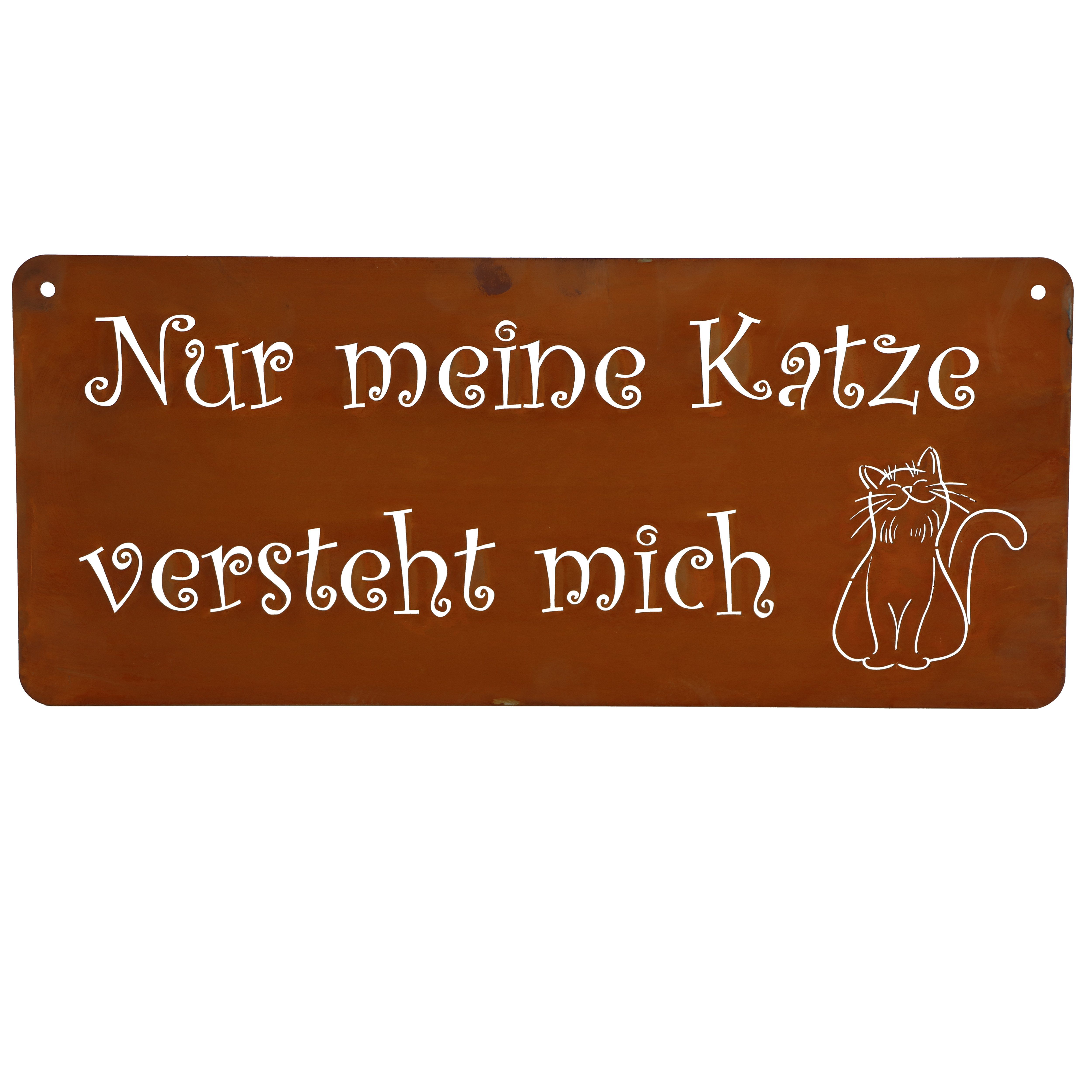 Rostikal Wanddekoobjekt Katzen Deko Schild Garten, Rost Wanddeko echter