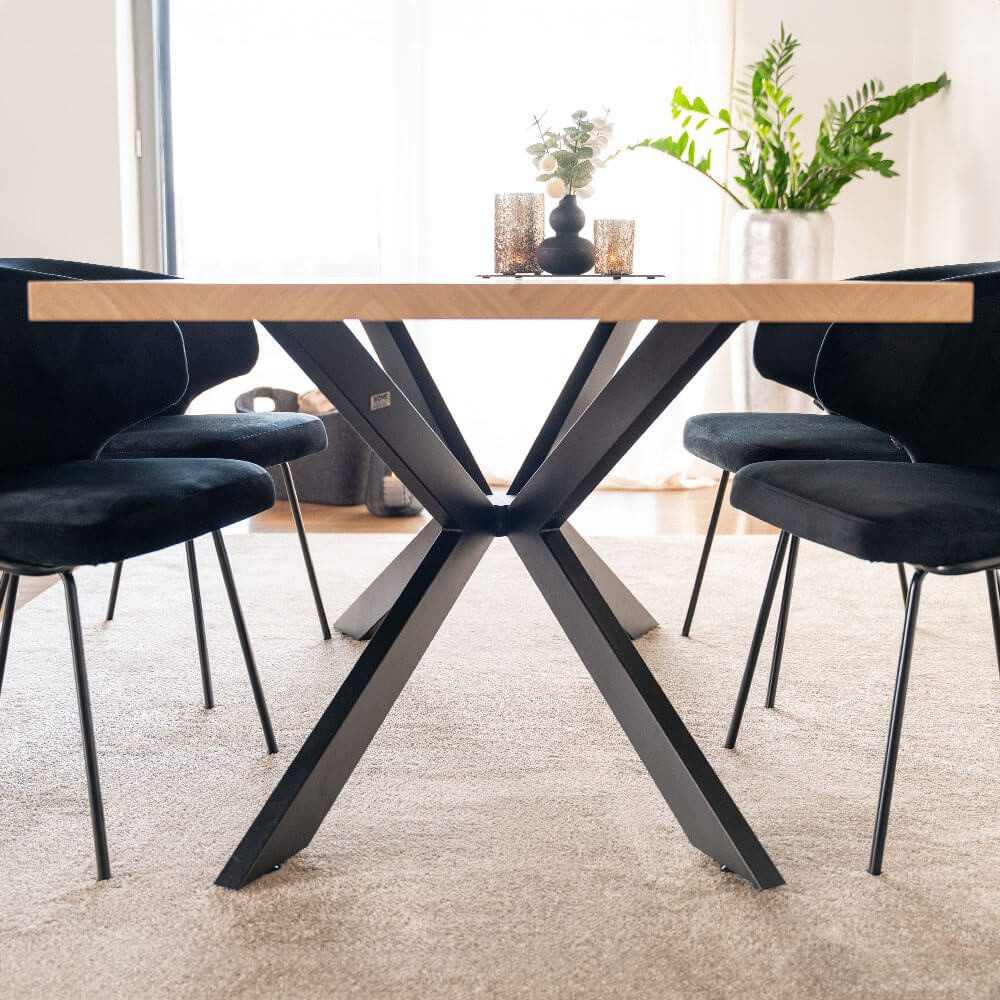 HOME DELUXE Esstisch AVENCIA inkl. Sternfuß 160 x 100 cm & 200 x 120 cm, mit schwarzem Metallgestell, Küchentisch, Esszimmer