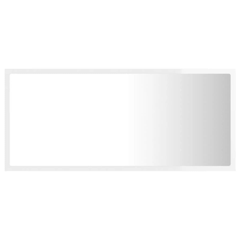 vidaXL Badezimmerspiegelschrank Weiß (1-St) Hochglanz-Weiß LED-Badspiegel 90x8,5x37 Acryl Sonoma-Eiche und cm