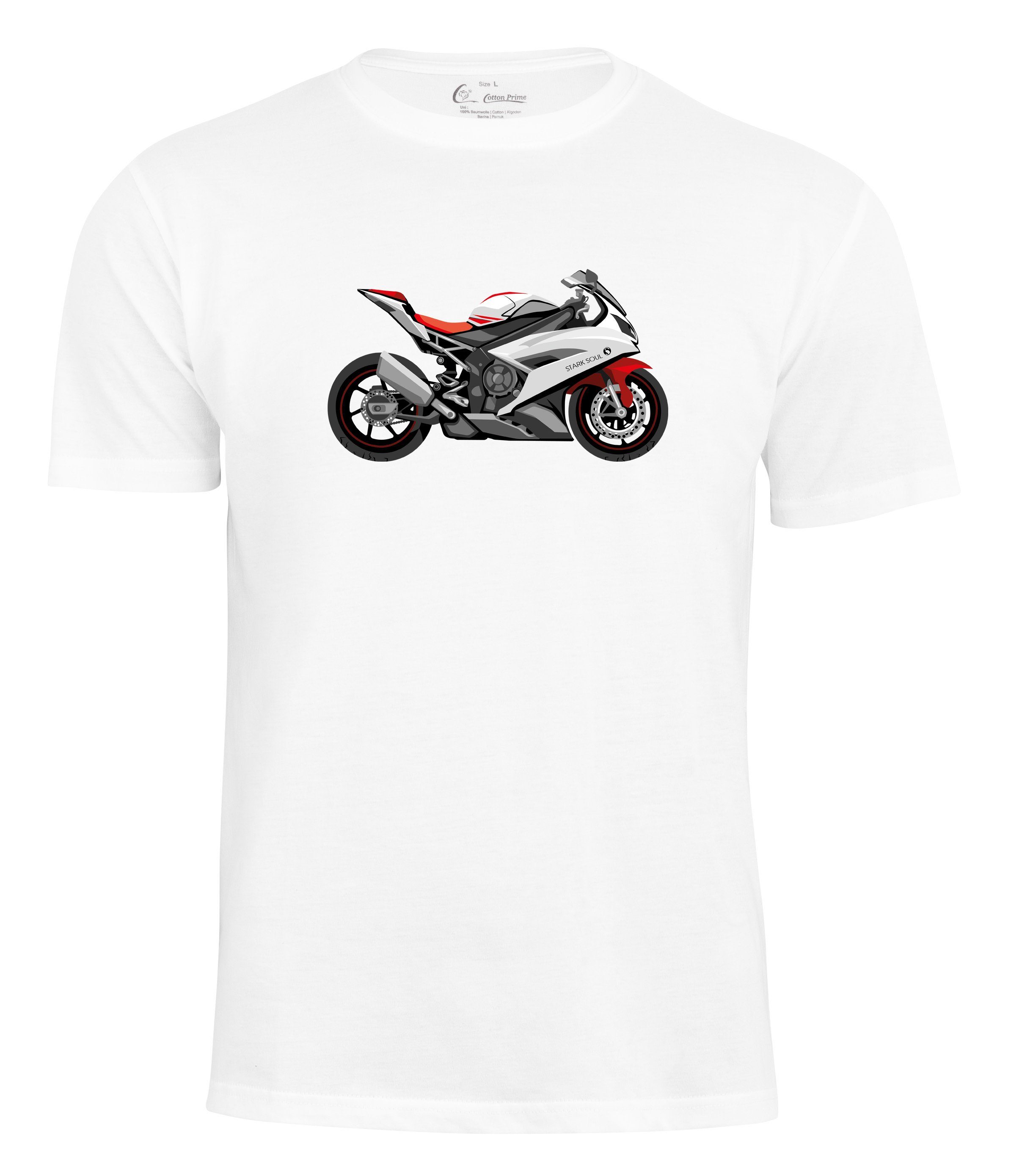 Cotton Prime® T-Shirt STARK SOUL Motorbike weiss