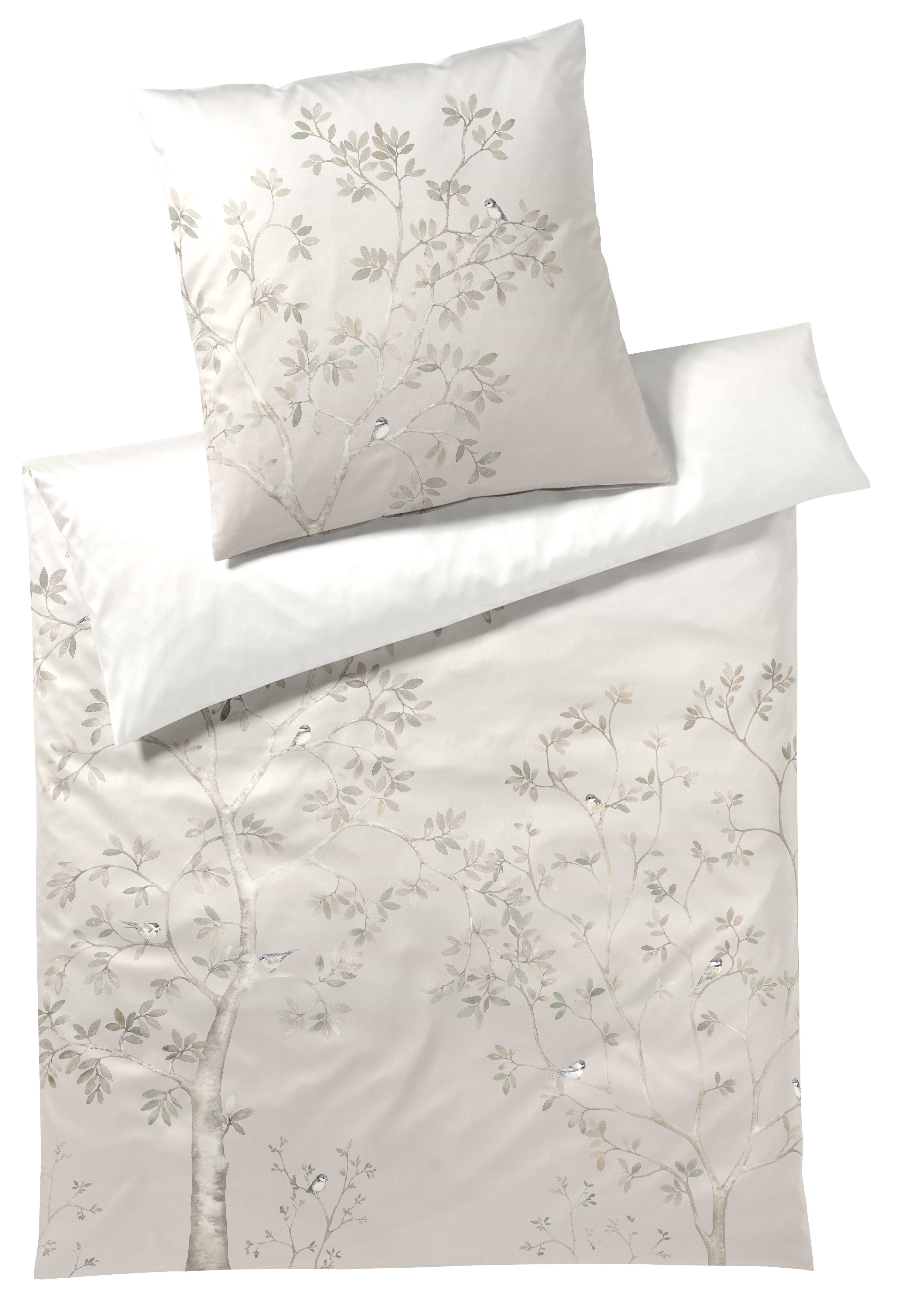 Elegante Bettwäsche Autumn Garden, Mako-Satin, 2 teilig, angenehmes Hautgefühl