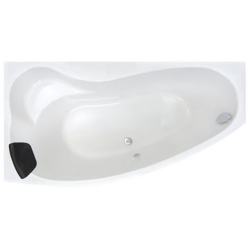 Basera® Badewanne Eck-Badewanne Formentera Links 160 x 90 cm, (Komplett-Set), mit LED und Kopfstütze