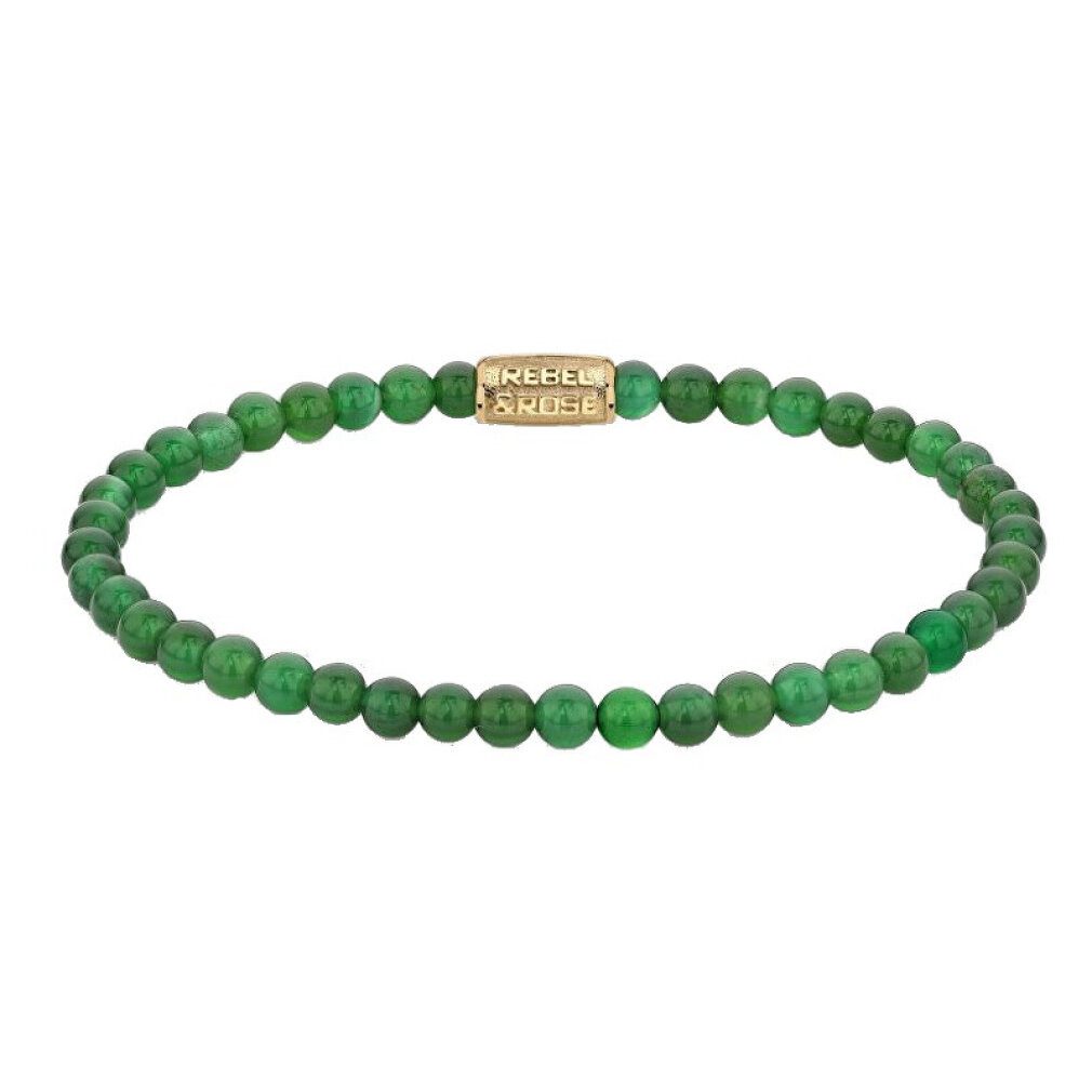 Rebel & Rose Armband Grünes Harmony Gold Perlenarmband RR-40106-G - Abmessung: 15 cm - XS