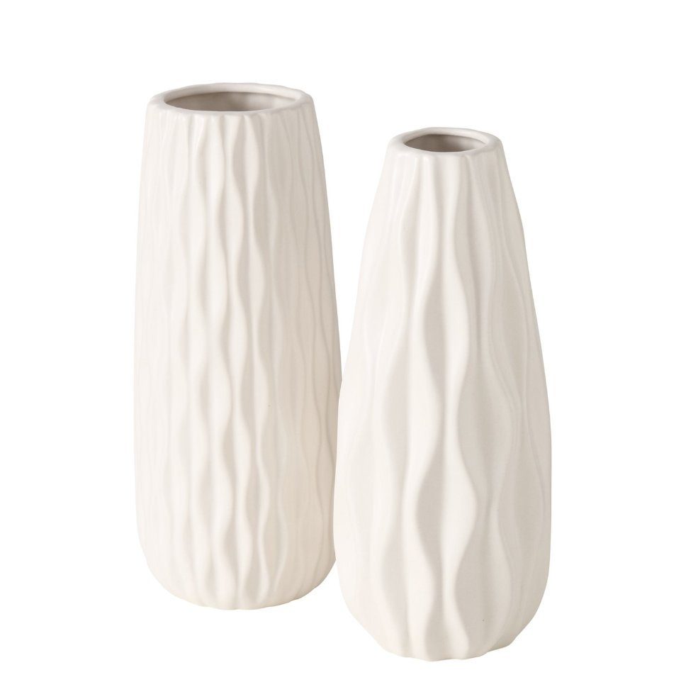 BOLTZE GRUPPE GmbH Tischvase Boltze, 2er-Set Vase Luana weiss günstig online kaufen