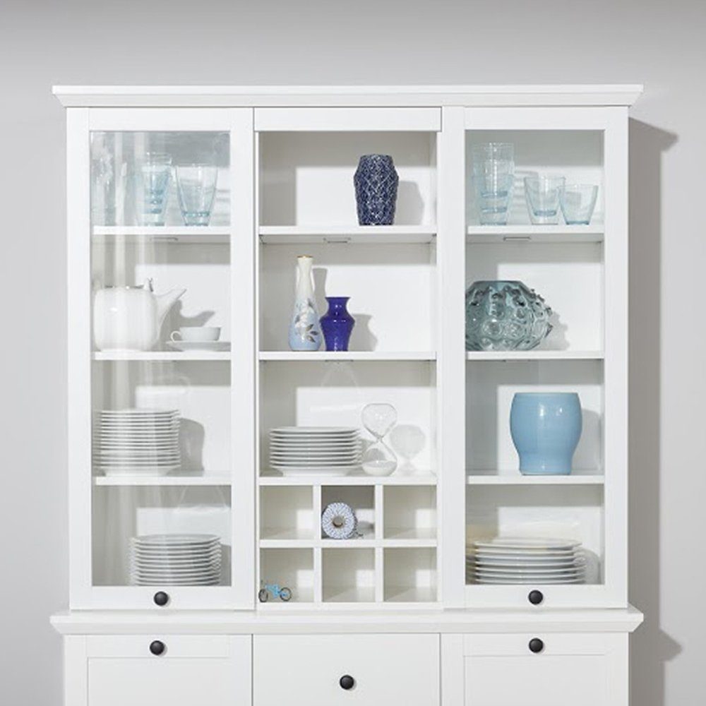 trendteam Vitrinenaufsatz, Aufsatz-Stauraumvitrine Glasvitrine Vitrine Schrank Weiß 119x106x36cm