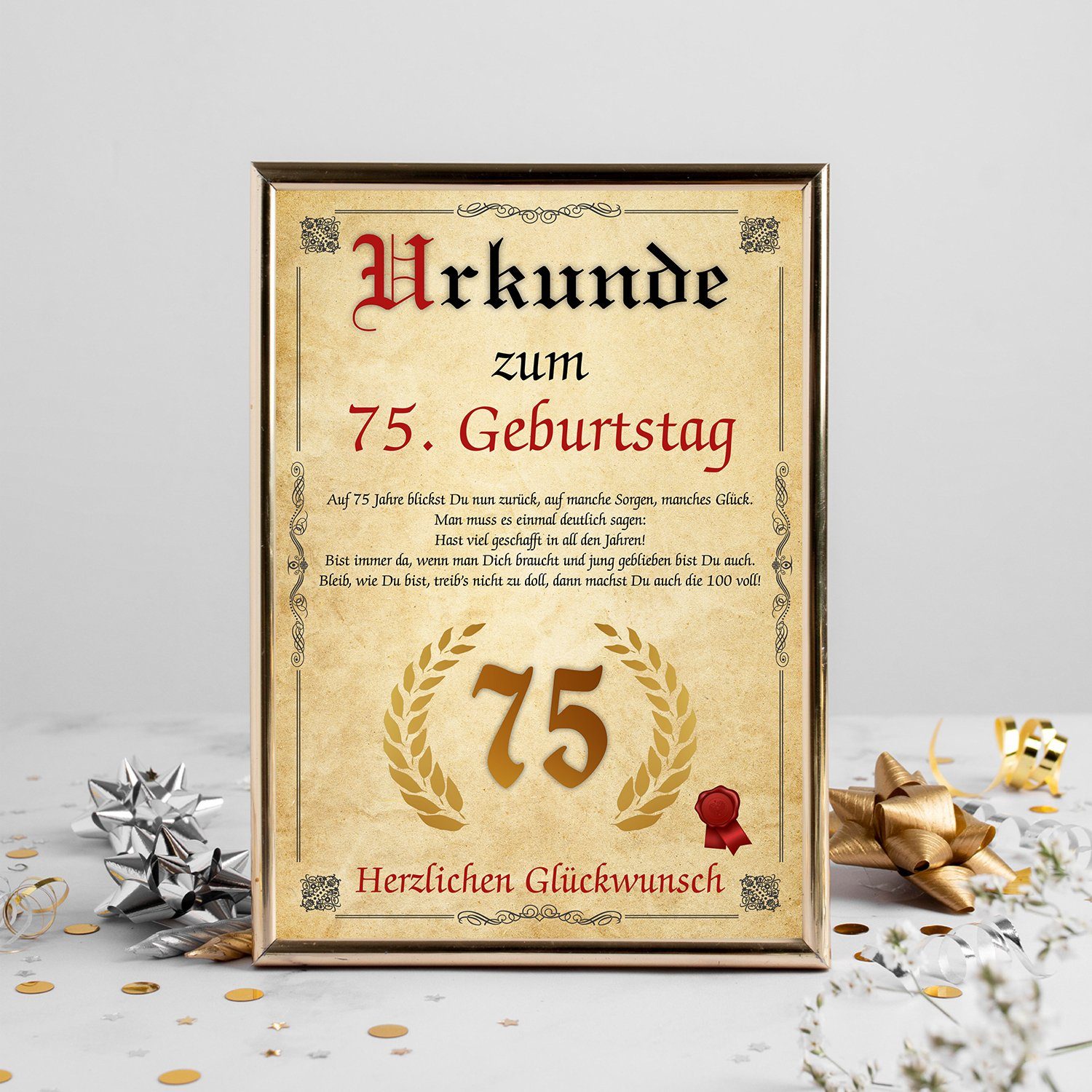 Tigerlino Poster Urkunde zum Geburtstag Mann Frau Geburtstagsgeschenk Geburtstagskarte, 75. Geburtstag Jahrgang 1951, Geburtstagsurkunde – Bild 5 von 5