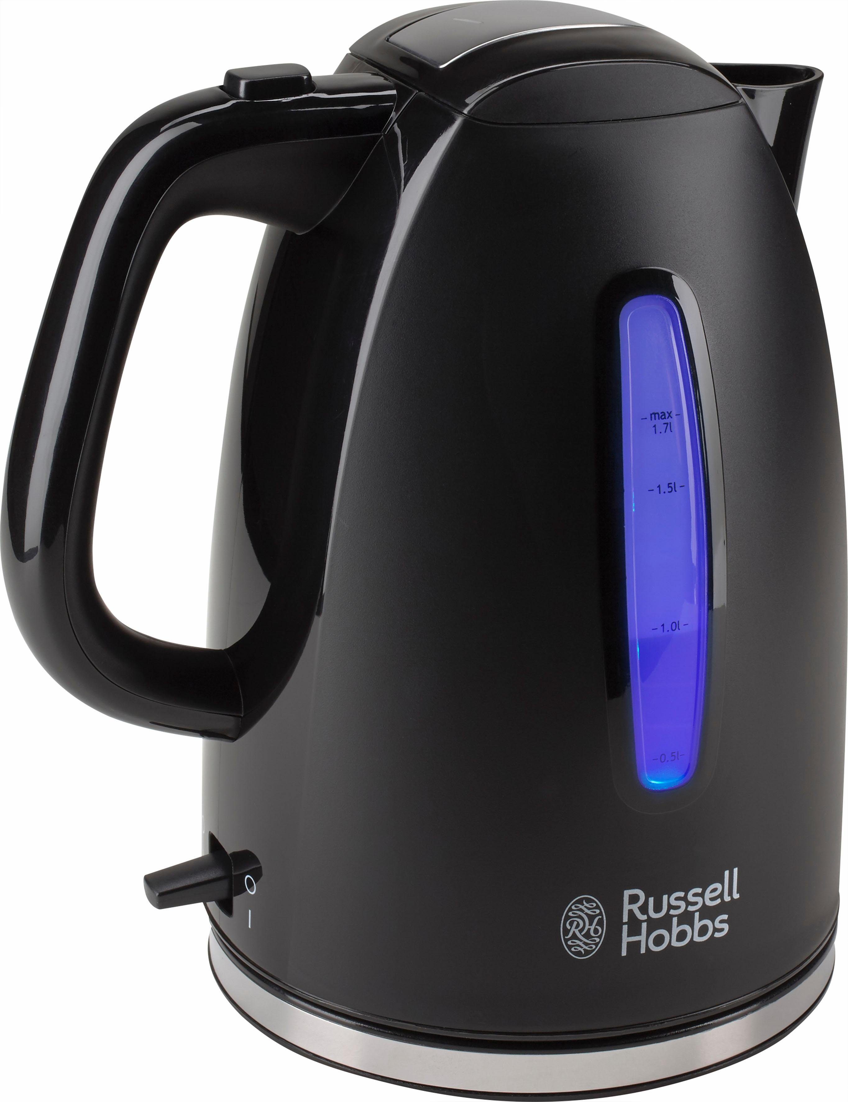 RUSSELL HOBBS Wasserkocher 22591-70 Textures Plus schwarz, 1,7 l, 1, 7 l  Fassungsvermögen, verdecktes Heizelement und herausnehmbarer Kalkfiter